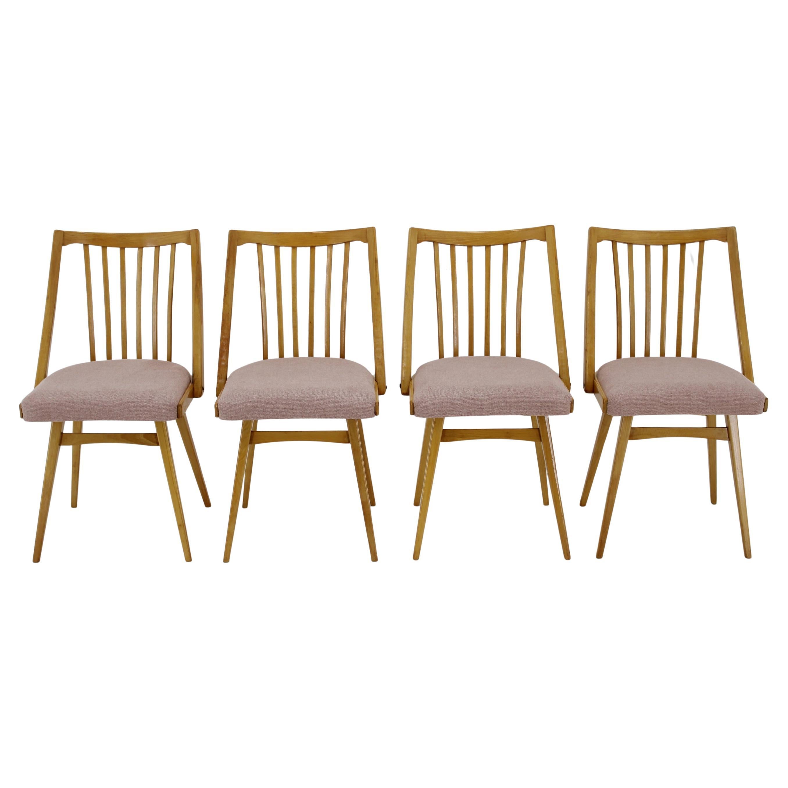 1960s Antonin Suman Set of Four Dining chairs in Beech Wood , Czechoslovakia