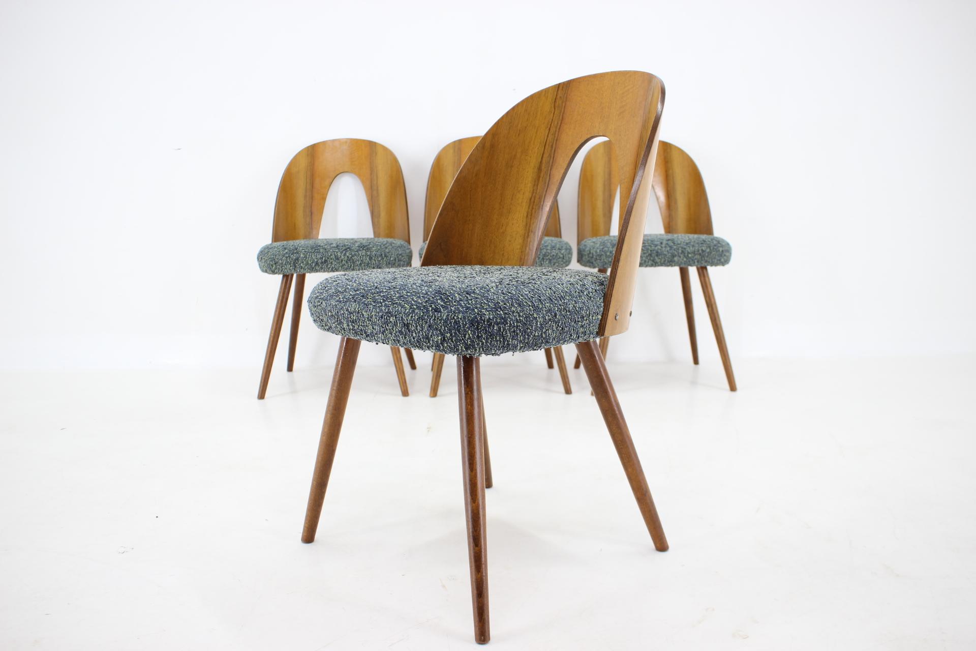 1960s Antonin Suman Set of Four Walnut Dining Chairs, Czechoslovakia For Sale 7
