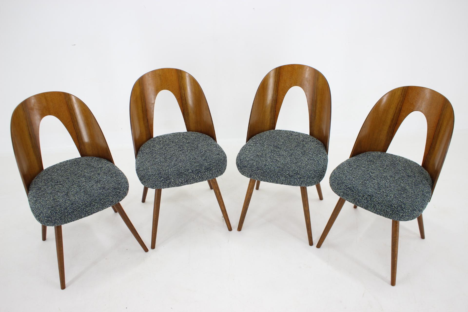 Mid-20th Century 1960s Antonin Suman Set of Four Walnut Dining Chairs, Czechoslovakia For Sale