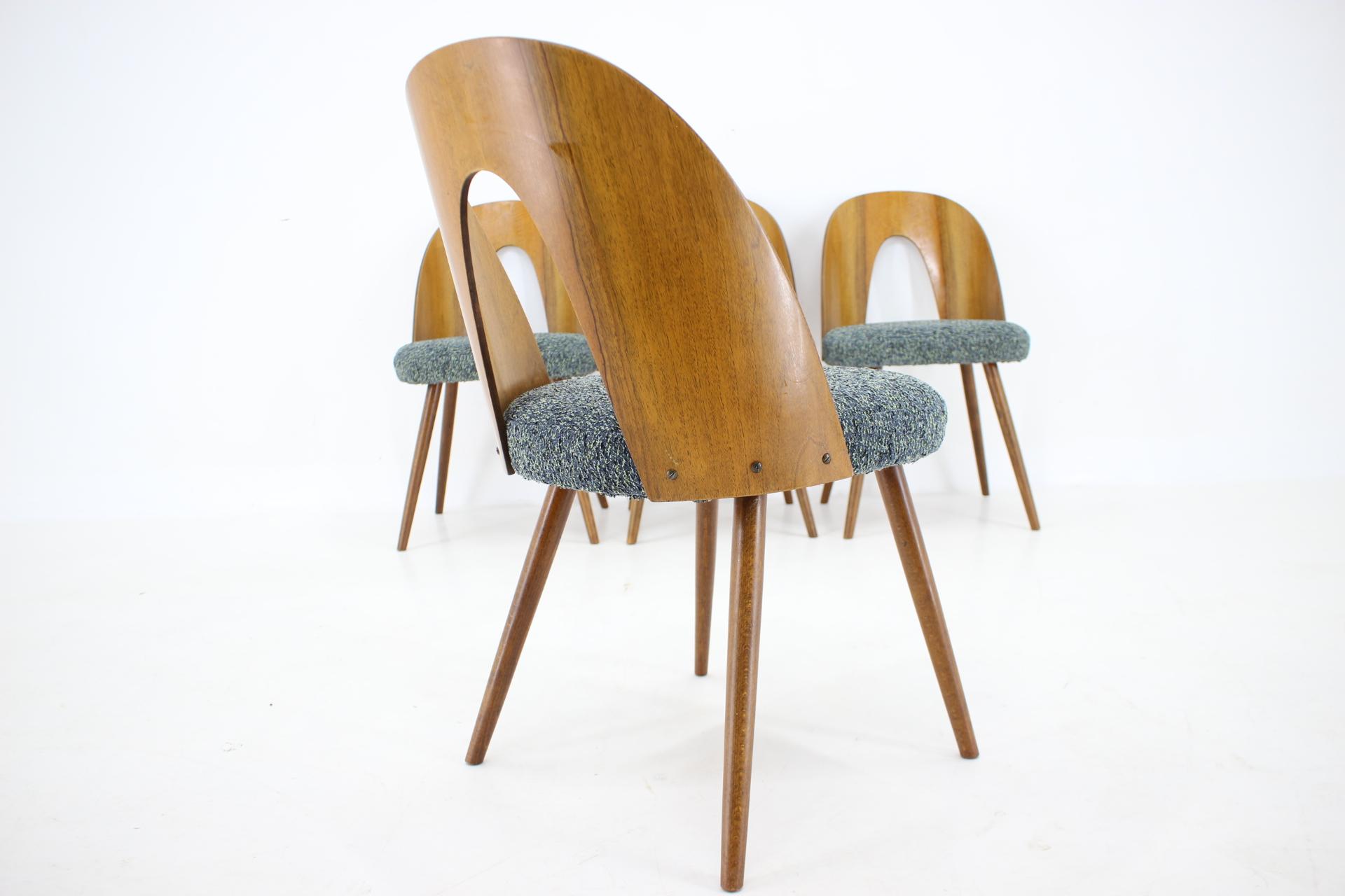 1960s Antonin Suman Set of Four Walnut Dining Chairs, Czechoslovakia For Sale 3