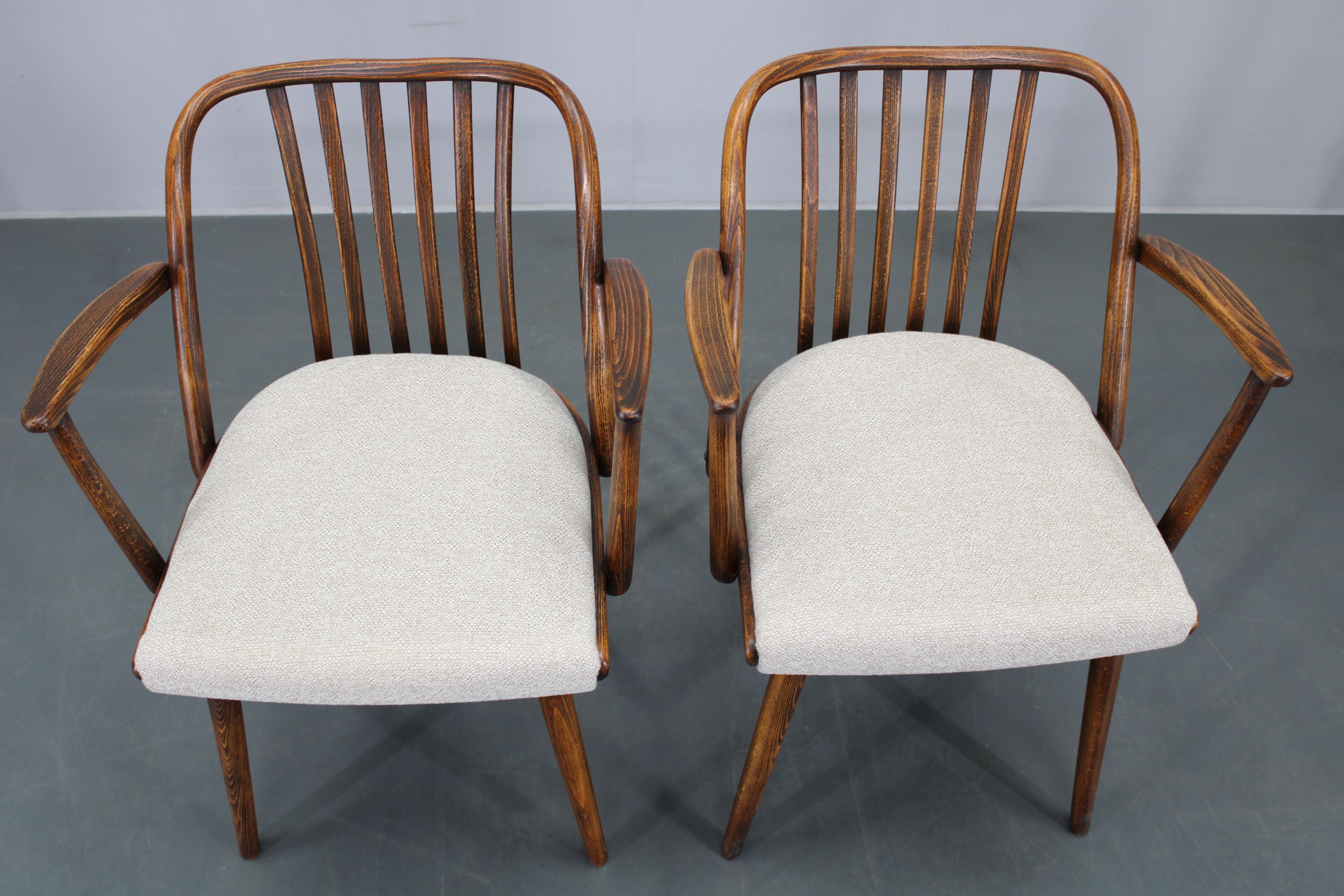 1960s Antonin Suman Set of Six Beech Dining Chairs, Restored For Sale 3