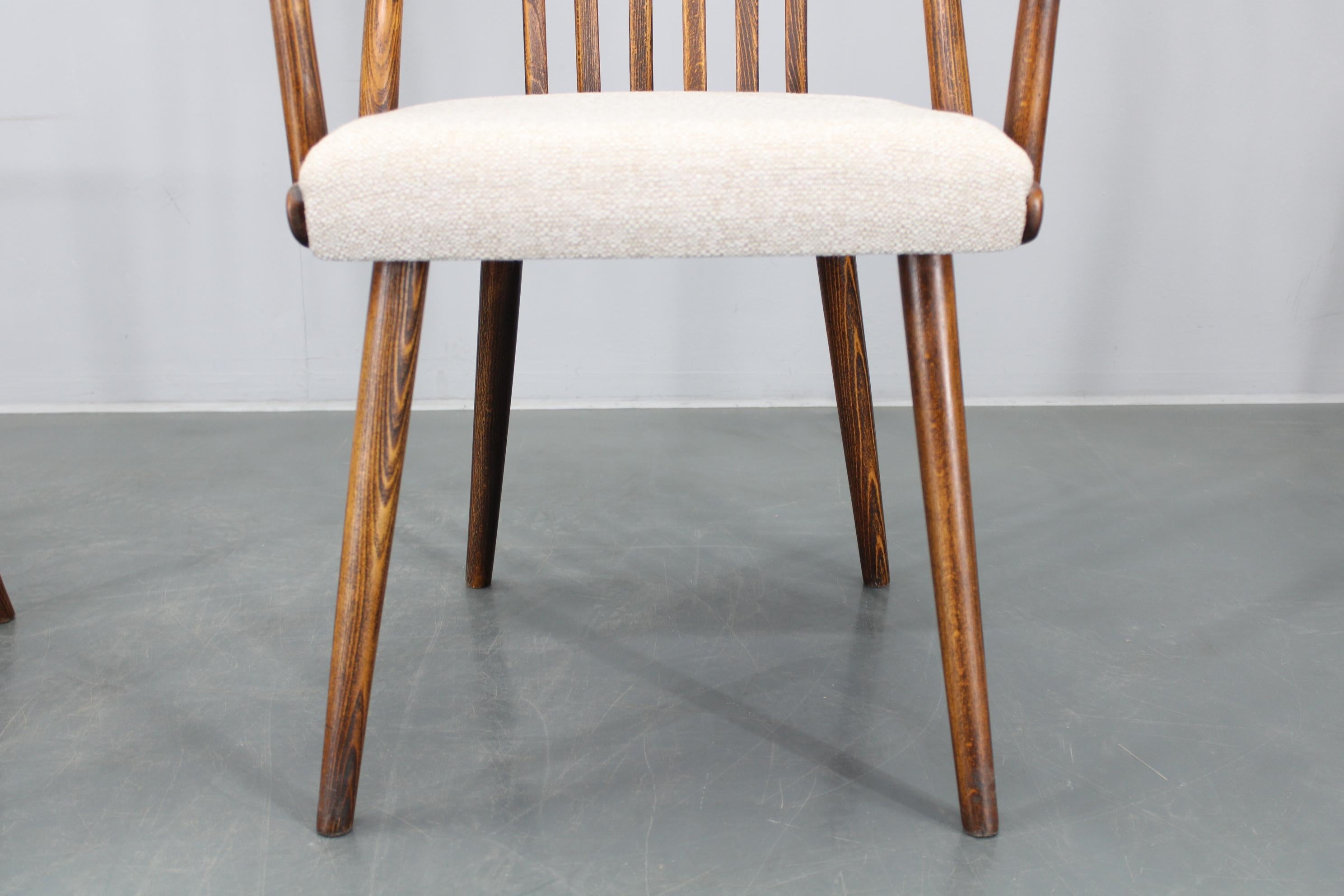 1960s Antonin Suman Set of Six Beech Dining Chairs, Restored For Sale 8