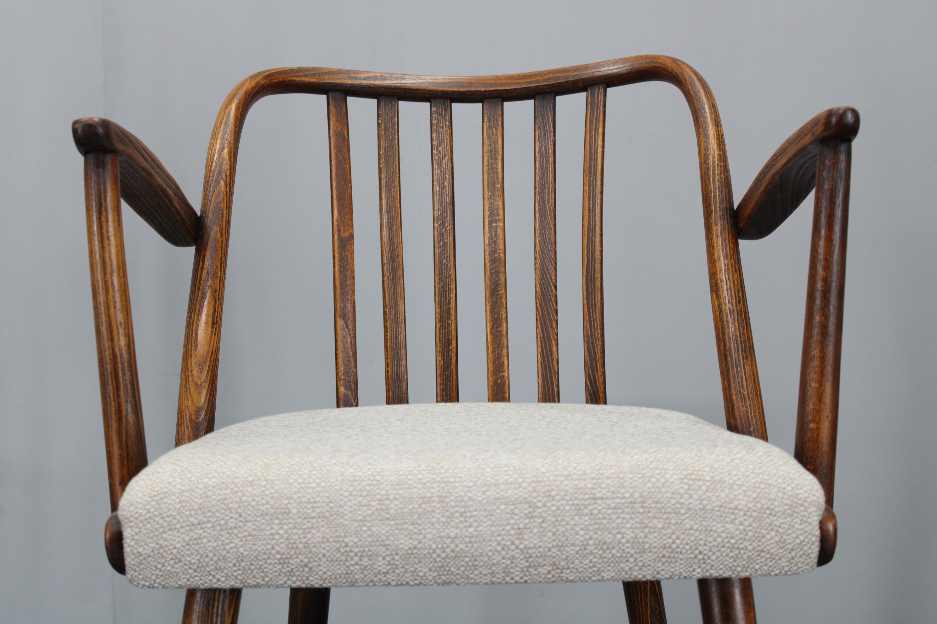 1960s Antonin Suman Set of Six Beech Dining Chairs, Restored For Sale 9