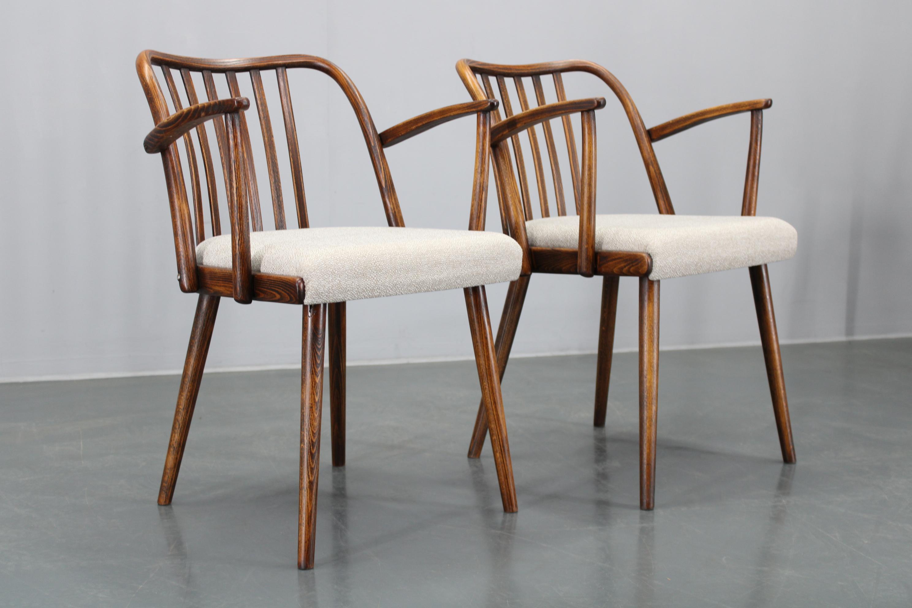 1960s Antonin Suman Set of Six Beech Dining Chairs, Restored For Sale 1