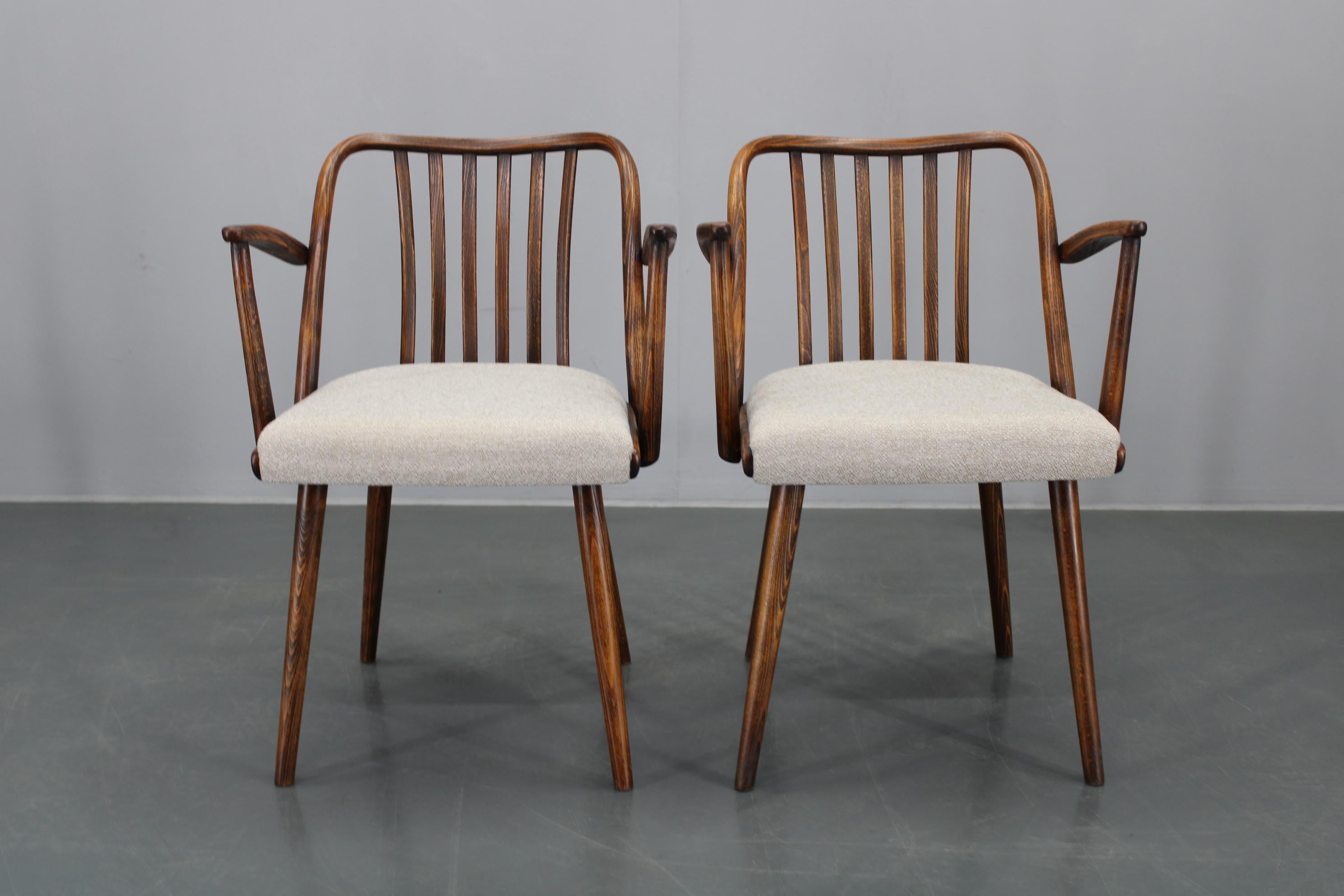 1960s Antonin Suman Set of Six Beech Dining Chairs, Restored For Sale 2