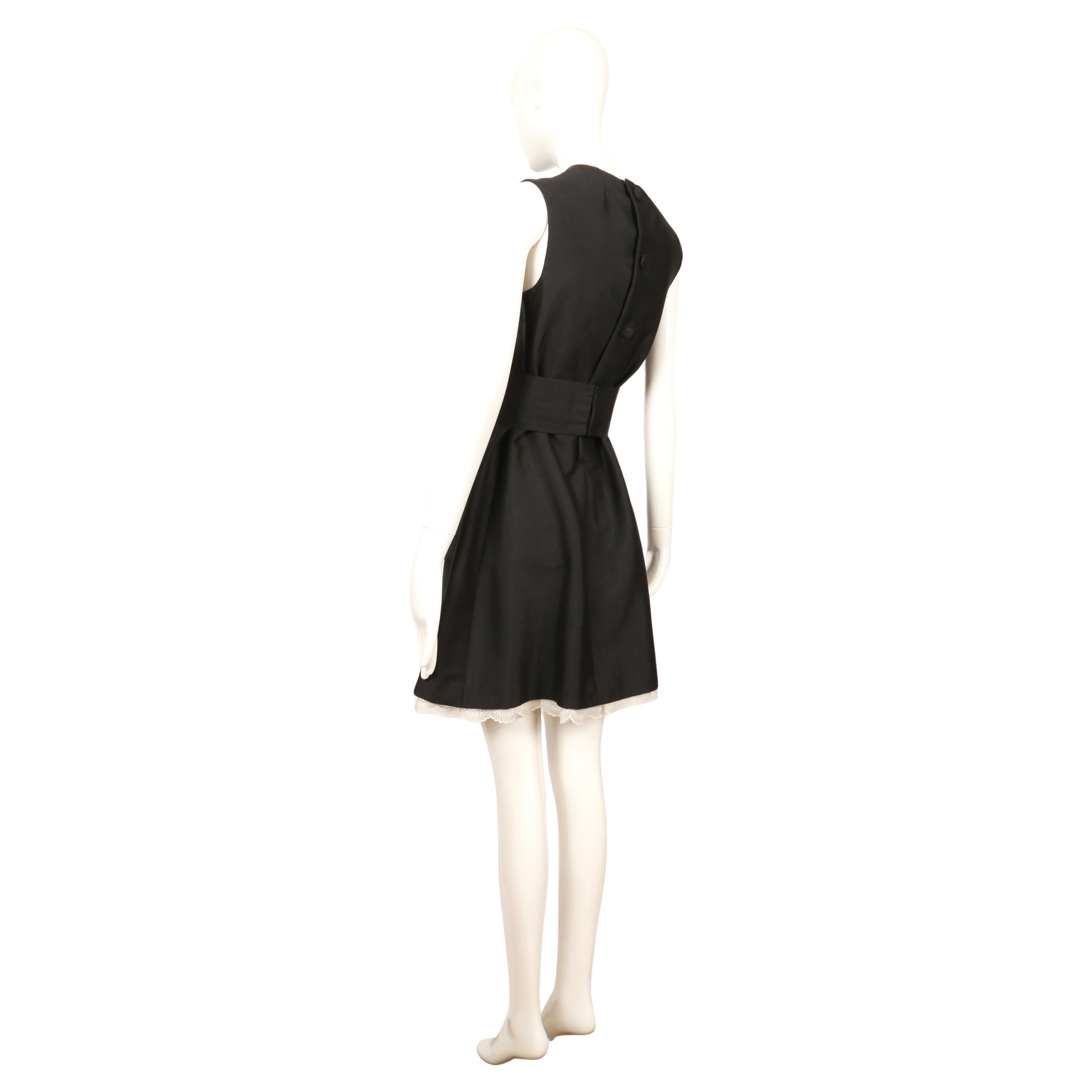 1960's ANTONIO DEL CASTILLO haute couture black dress with patch pockets & lace For Sale 6