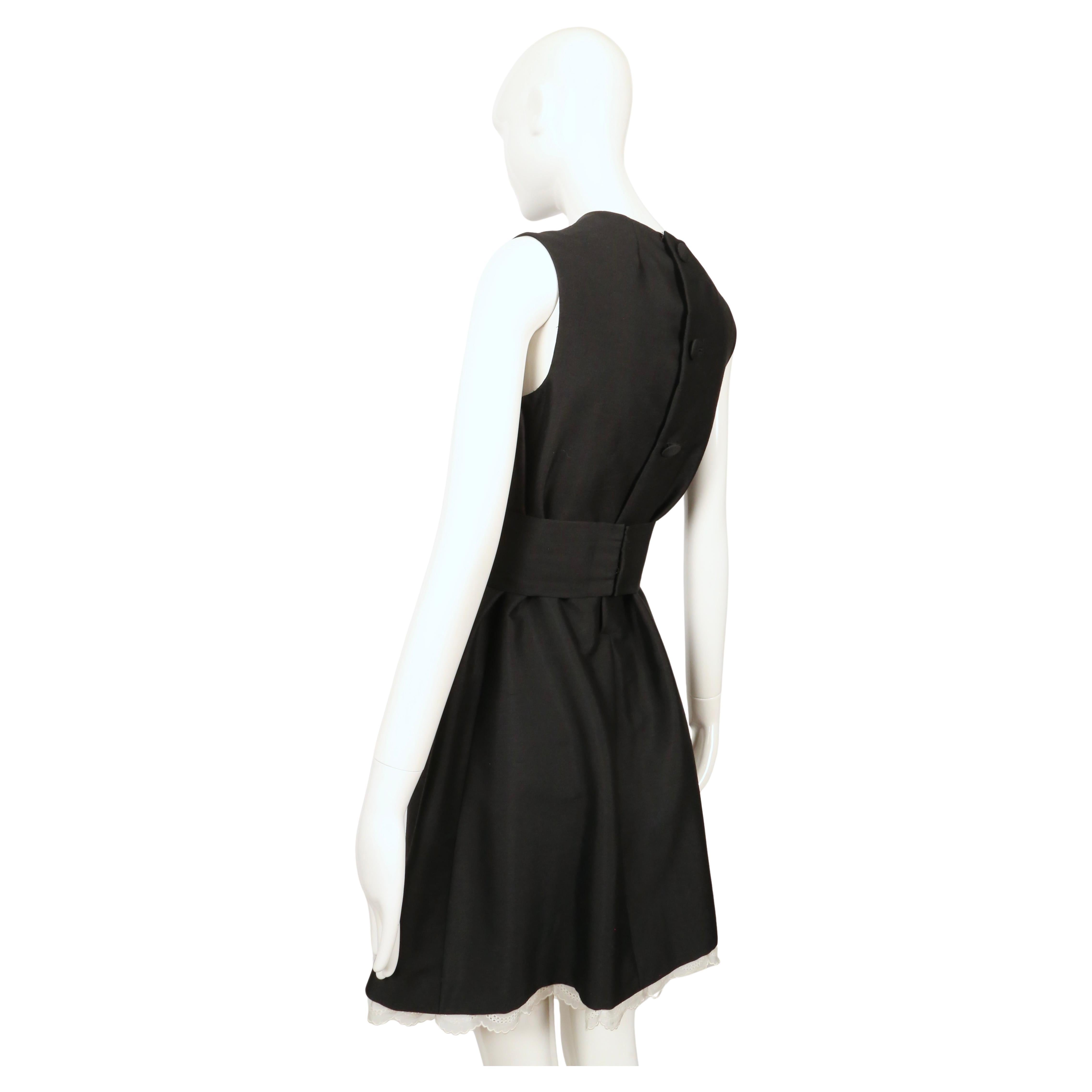 1960's ANTONIO DEL CASTILLO haute couture black dress with patch pockets & lace For Sale 7