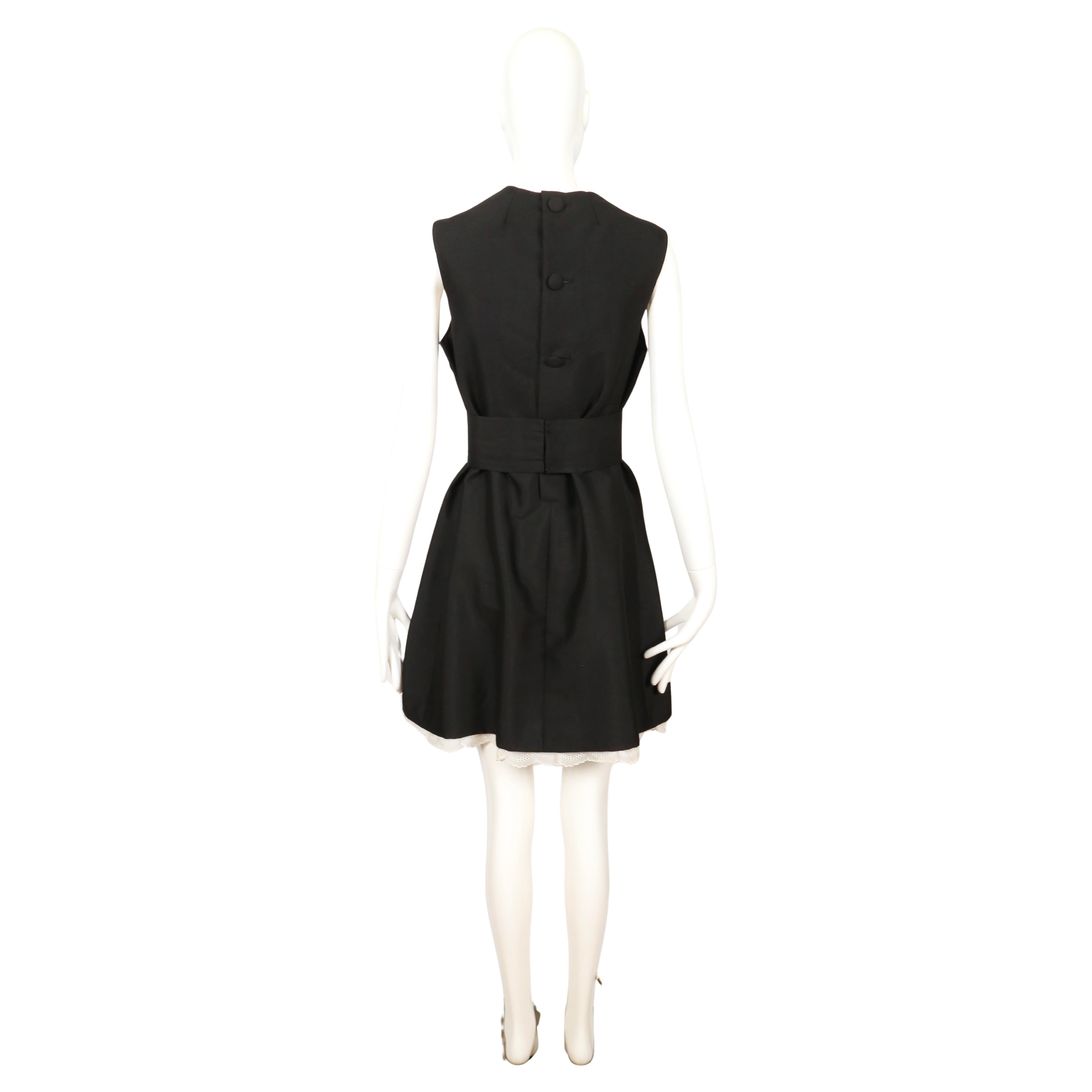 1960's ANTONIO DEL CASTILLO haute couture black dress with patch pockets & lace For Sale 8