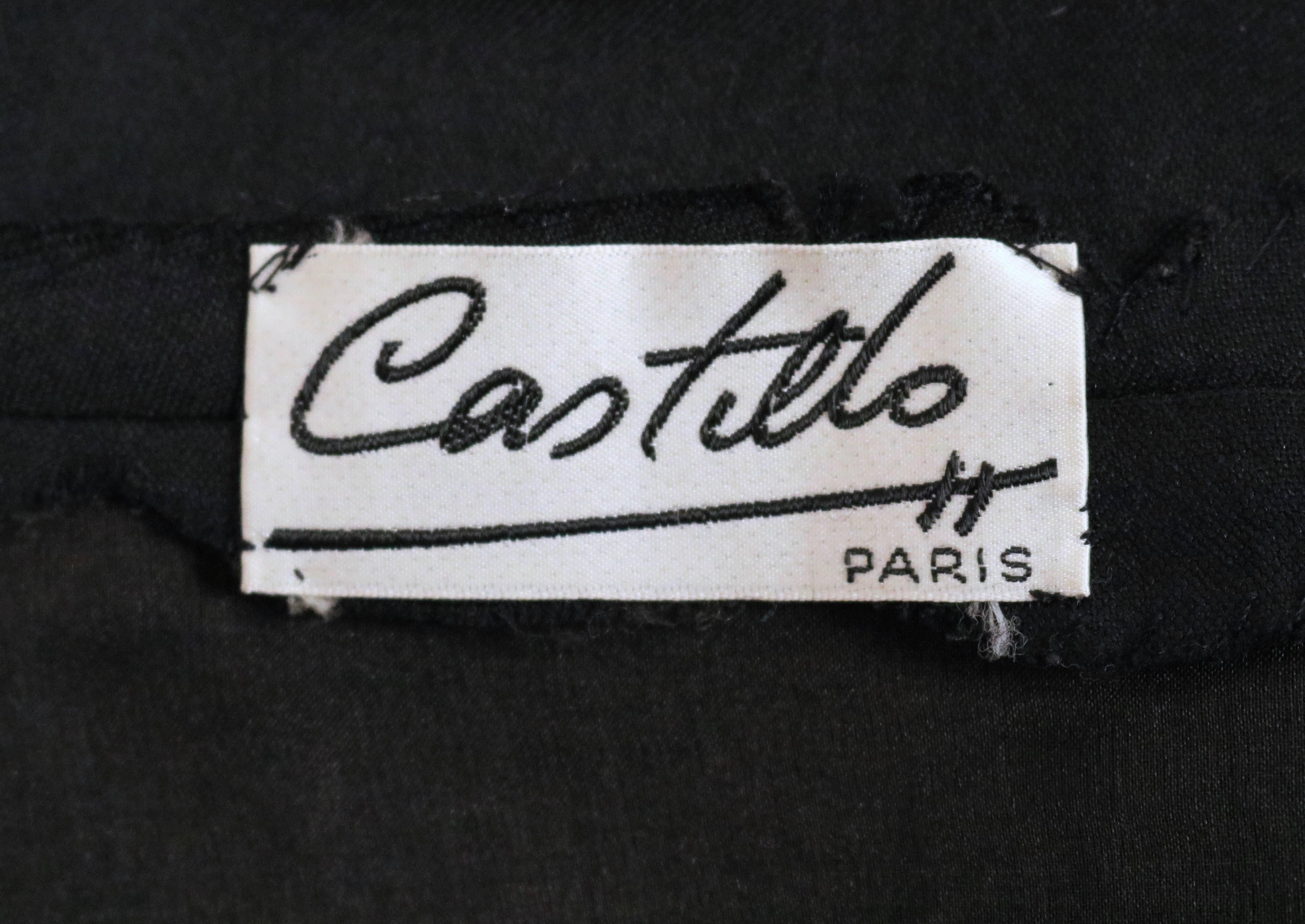 1960's ANTONIO DEL CASTILLO haute couture black dress with patch pockets & lace For Sale 9