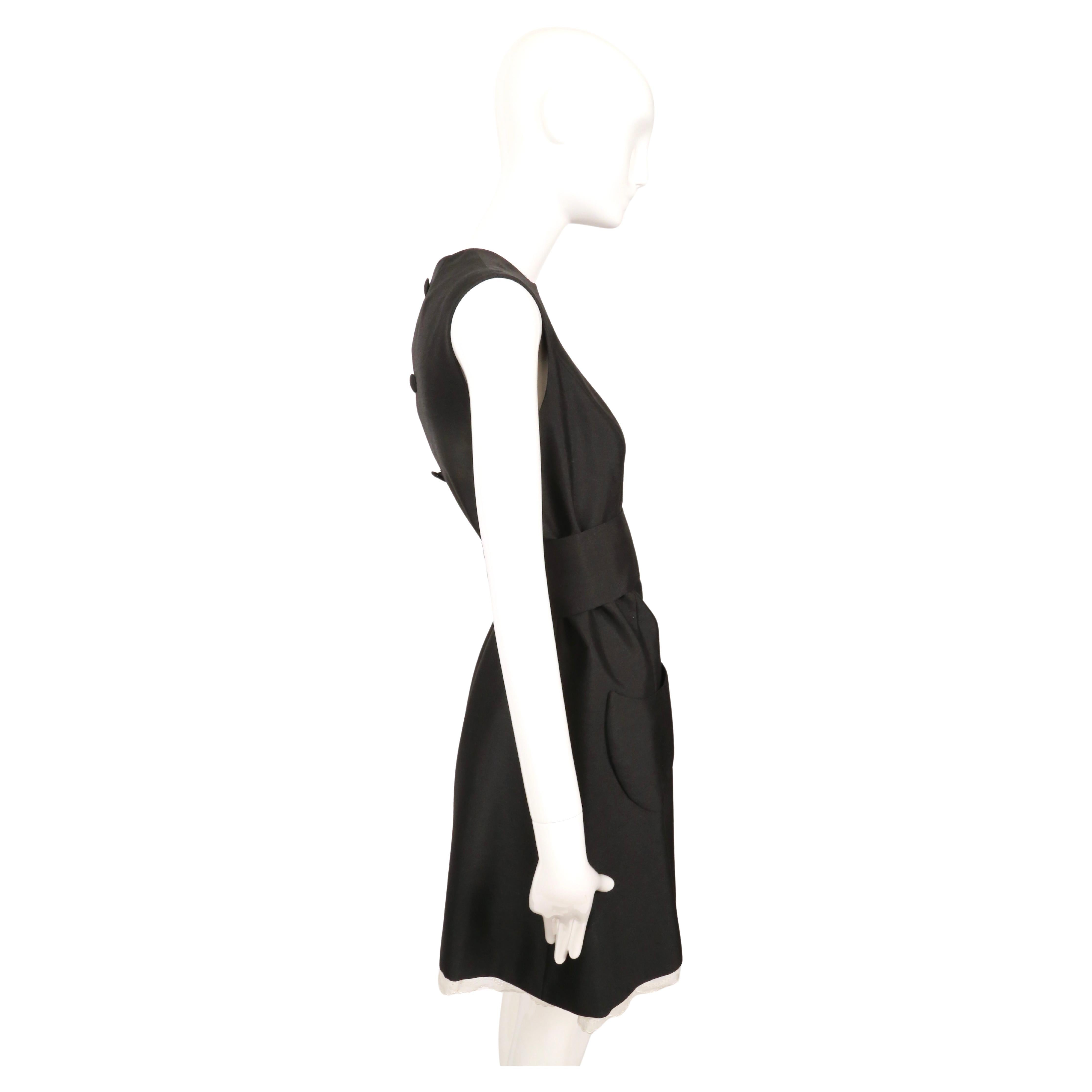 1960's ANTONIO DEL CASTILLO haute couture black dress with patch pockets & lace For Sale 2