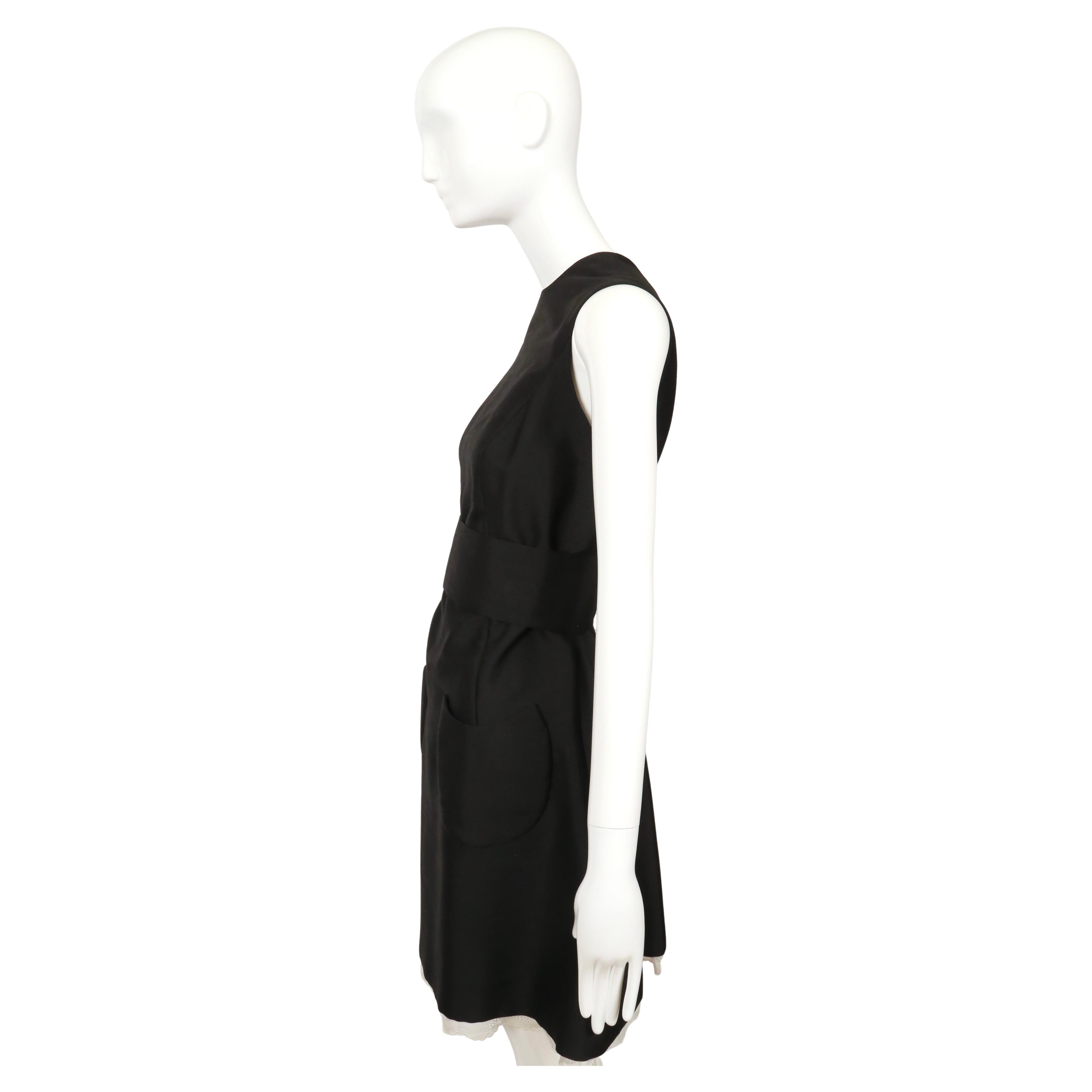 1960's ANTONIO DEL CASTILLO haute couture black dress with patch pockets & lace For Sale 5