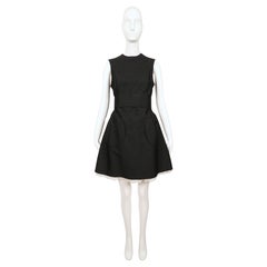 Vintage 1960's ANTONIO DEL CASTILLO haute couture black dress with patch pockets & lace