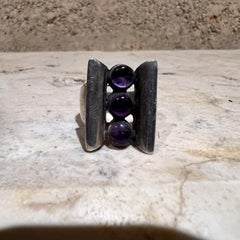 1960er Antonio Pineda Modernist Ring Amethyst Sterling Silber 7,75