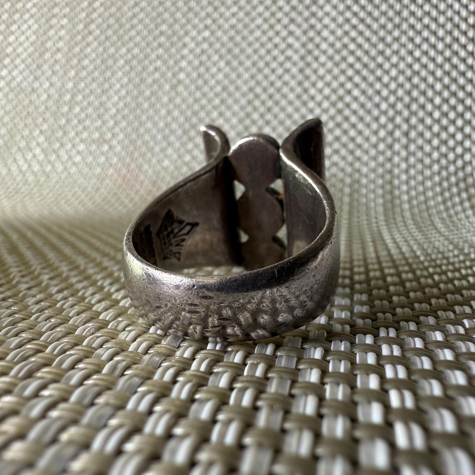 20th Century 1960s Antonio Pineda Modernist Ring Amethyst Sterling Silver 7.75 For Sale
