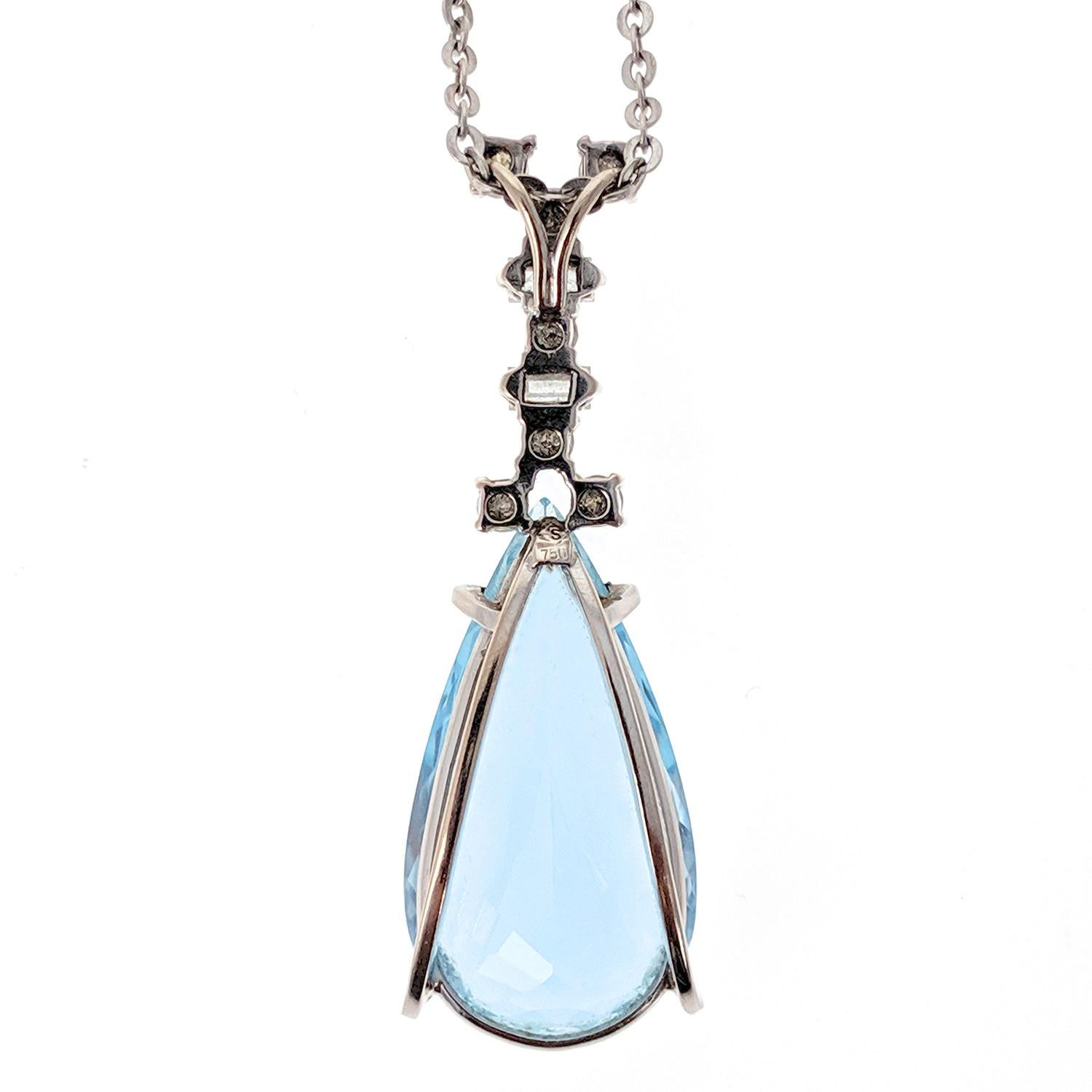 Modern 1960s Aquamarine Pendant Necklace by H. Stern