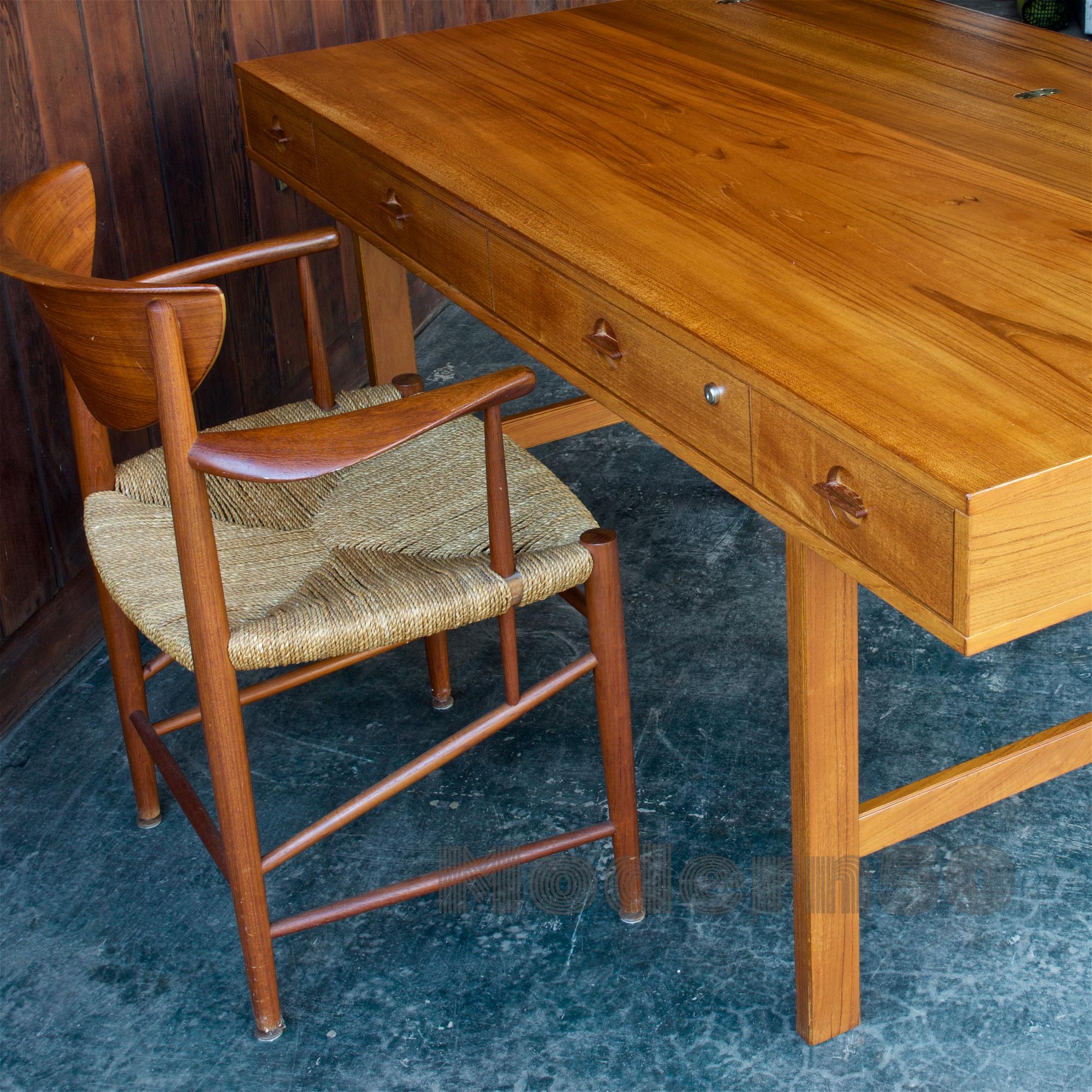 Late 20th Century Architect Table Lovig Flip-Top Teak Partners Desk Scandinavian Midcentury Danish