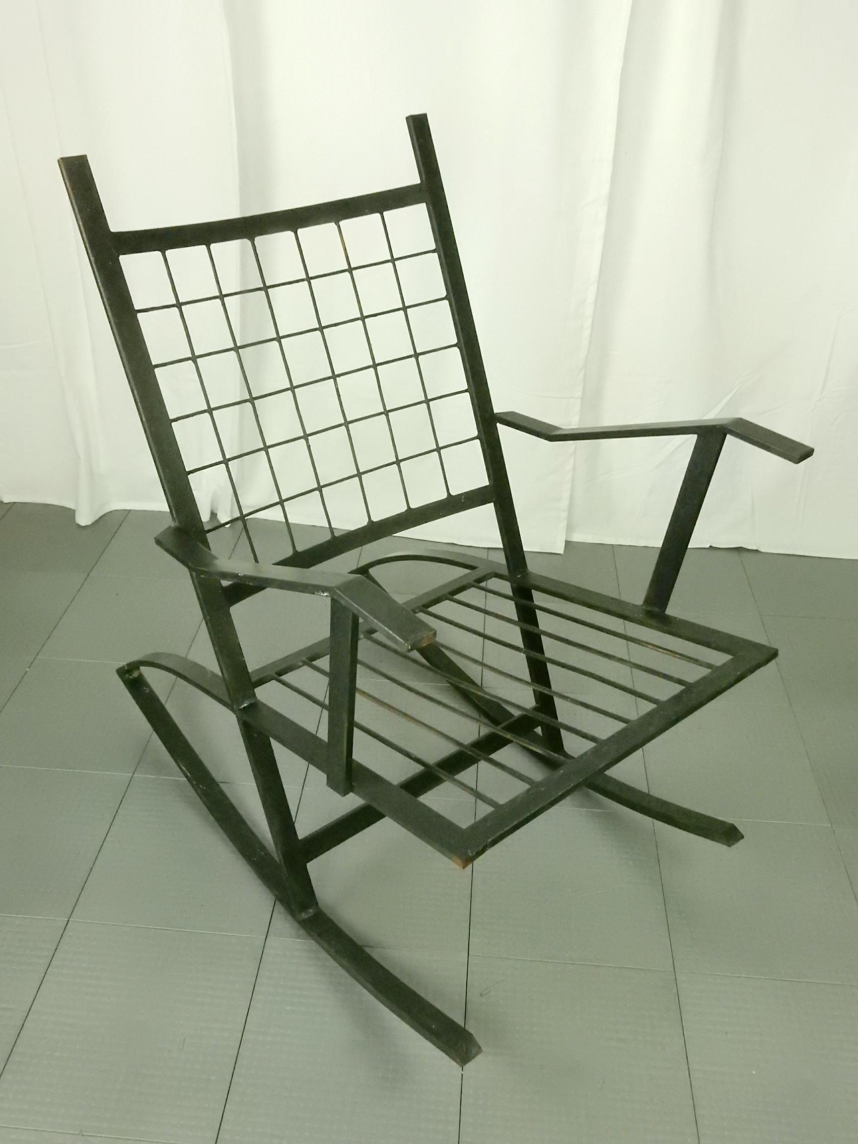 1960s Architectural Design Art Rocking Chair after Fredrik Kayser In Good Condition For Sale In Las Vegas, NV