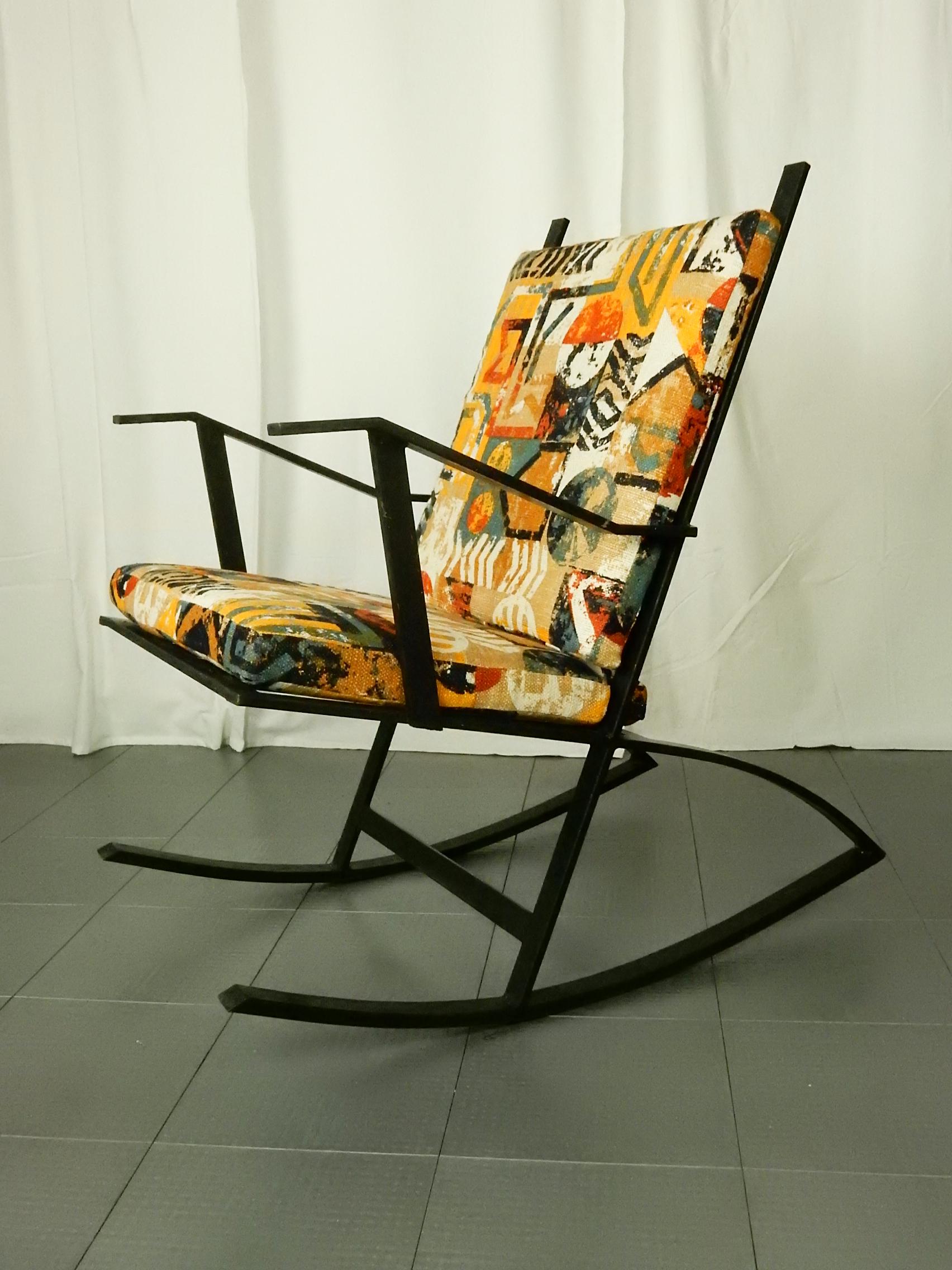20th Century 1960s Architectural Design Art Rocking Chair after Fredrik Kayser For Sale