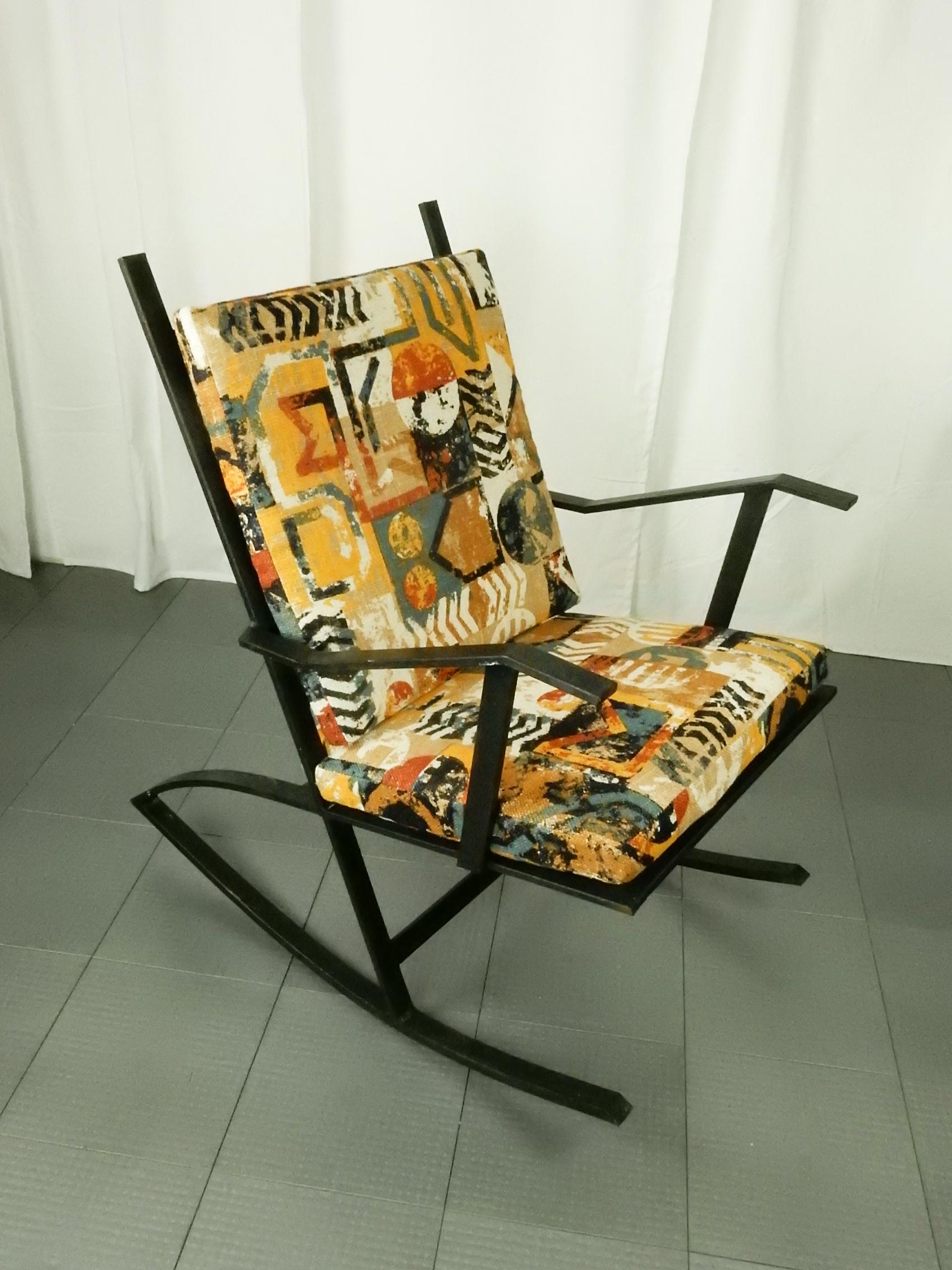Steel 1960s Architectural Design Art Rocking Chair after Fredrik Kayser For Sale