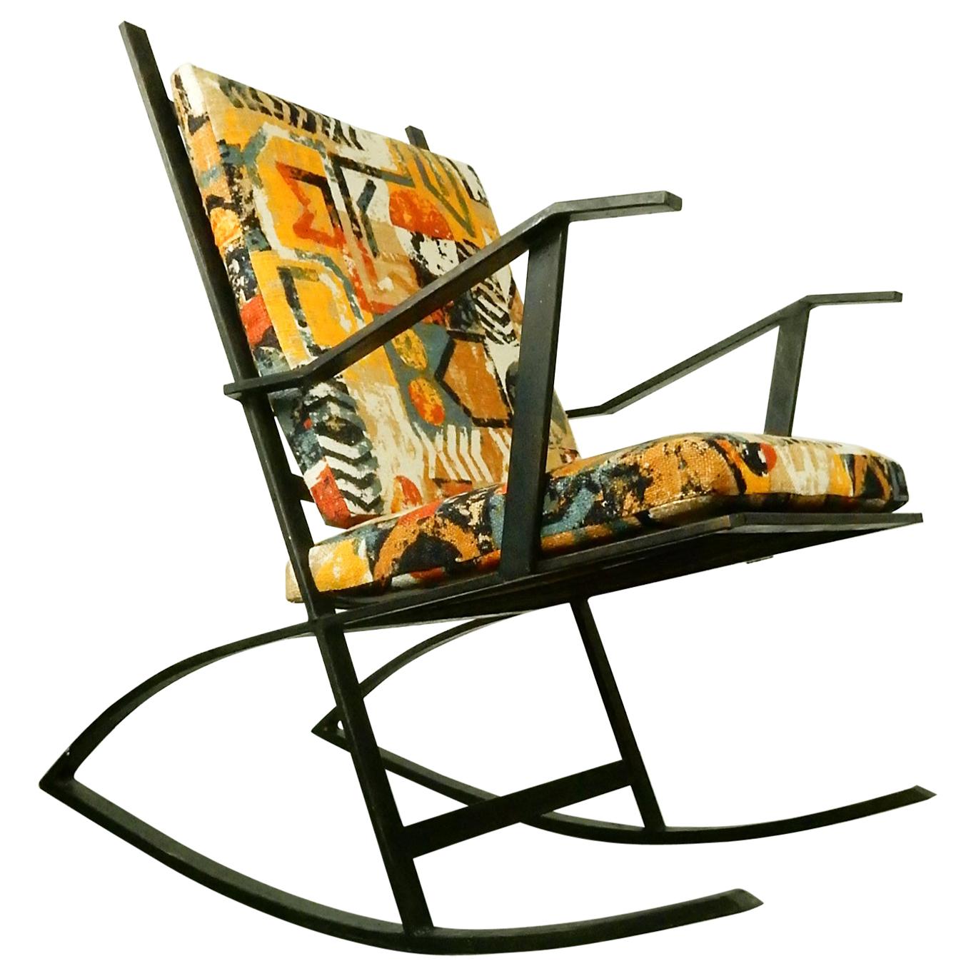 1960s Architectural Design Art Rocking Chair after Fredrik Kayser For Sale