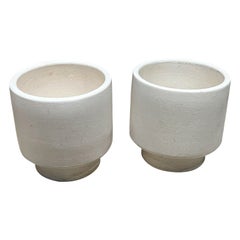 1960s Architectural Pottery White Planter Pots Footed Style of Lagardo Tackett