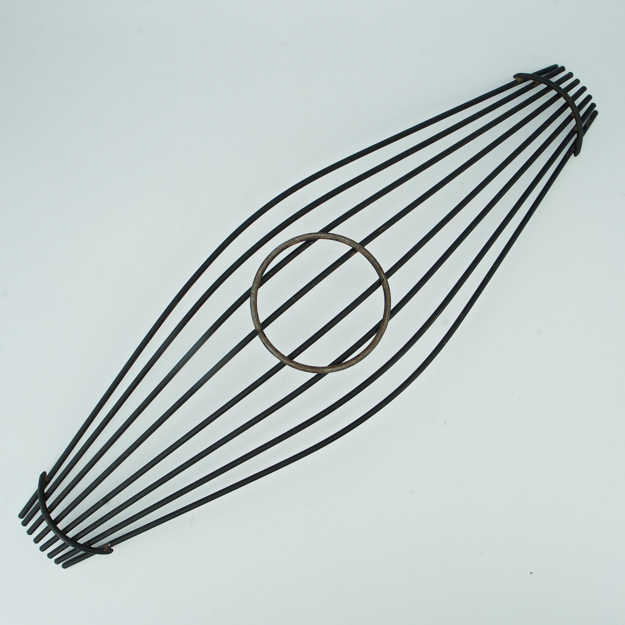 Painted 1960s Architectural Steel Wire Sculpture Bowl Centerpiece Guitar Basket McM For Sale