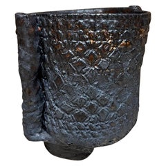Maceta de cerámica texturizada Architectural Pottery Azul Gris Jardín de los años 60