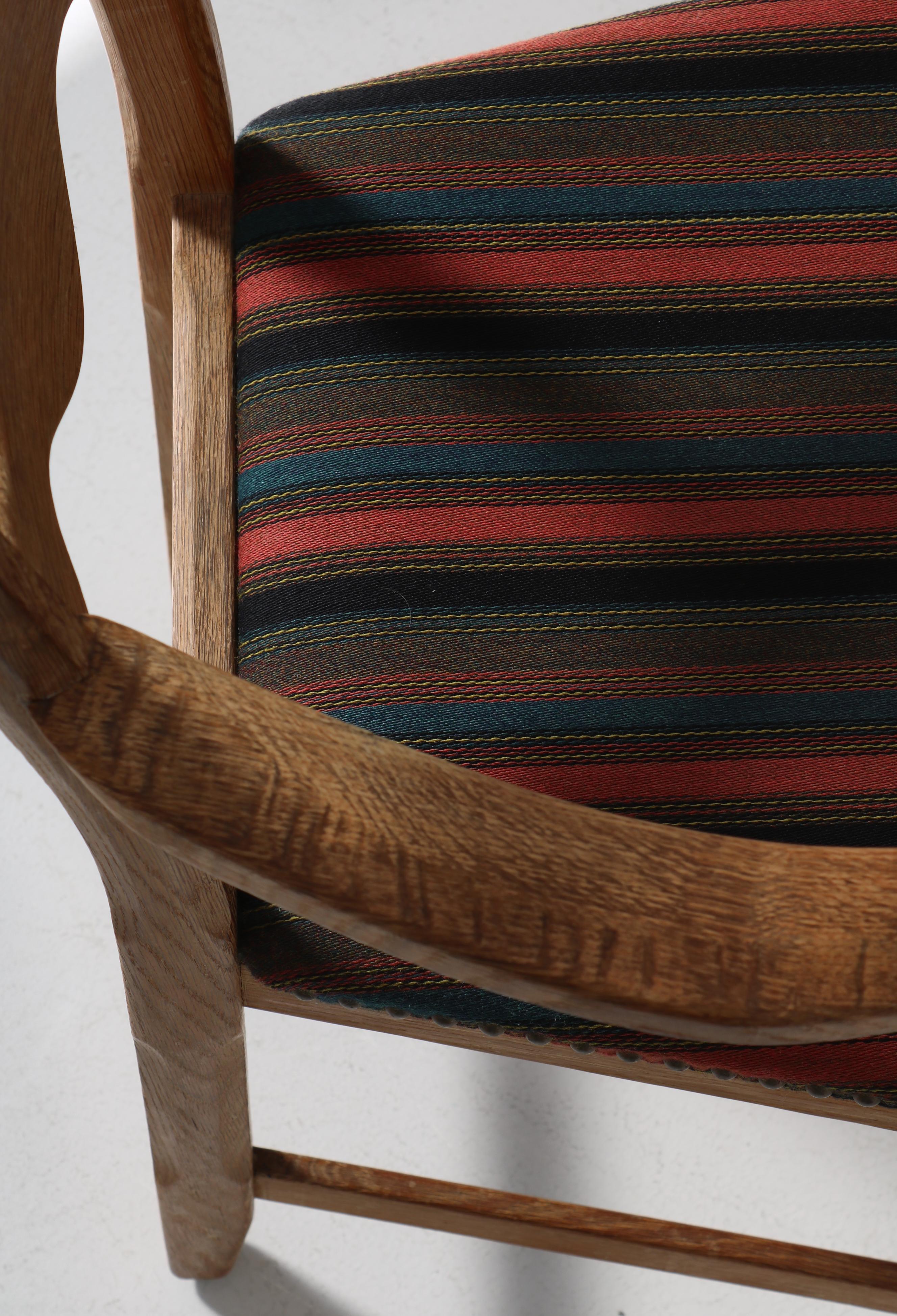1960s Arm Chair in Oak & Wool Fabric by Henry Kjærnulff, Danish Modern For Sale 6