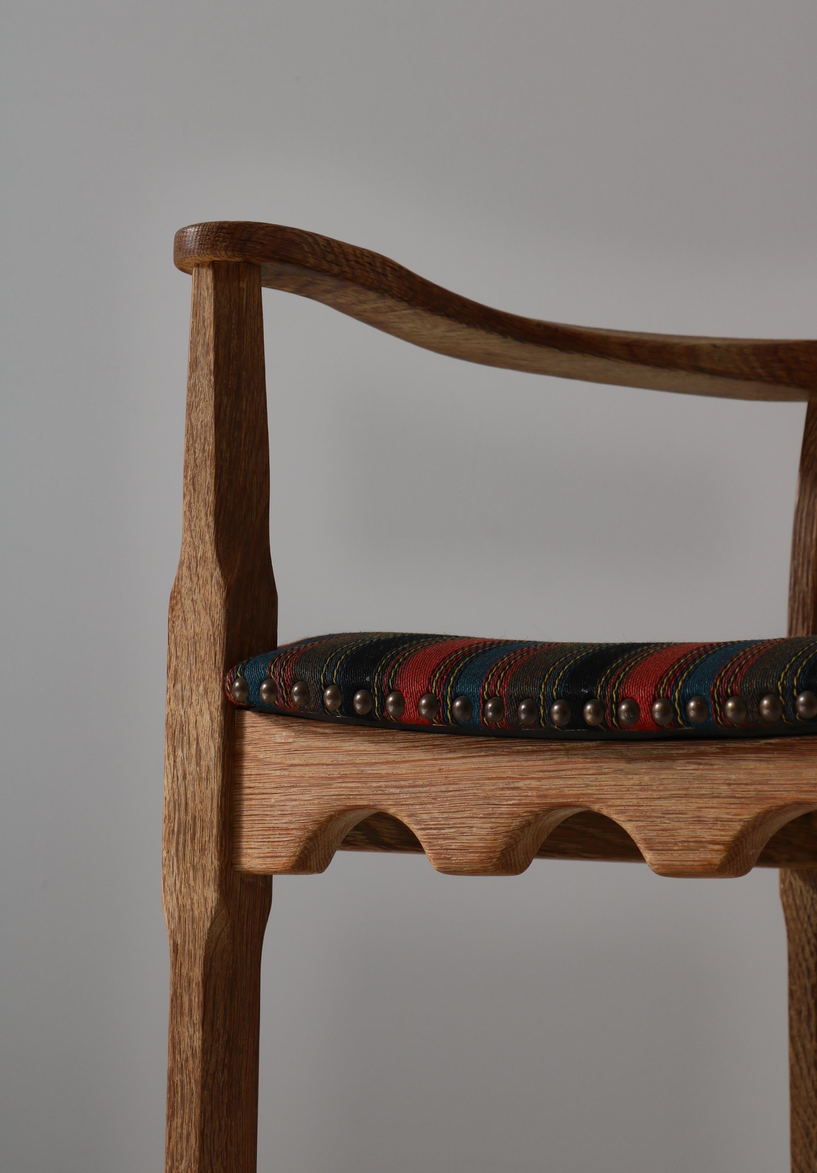 1960s Arm Chair in Oak & Wool Fabric by Henry Kjærnulff, Danish Modern For Sale 8