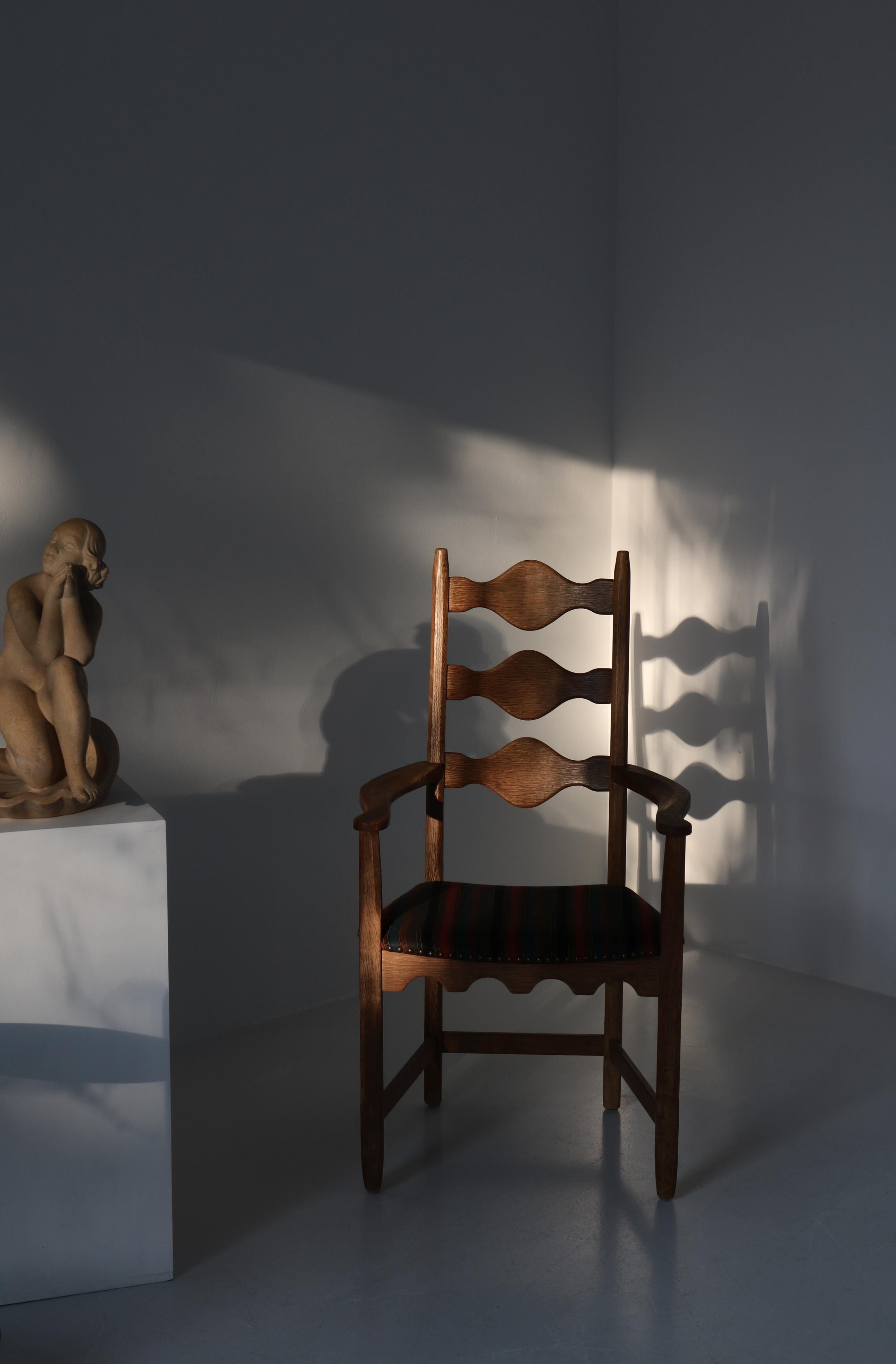 1960s Arm Chair in Oak & Wool Fabric by Henry Kjærnulff, Danish Modern For Sale 10