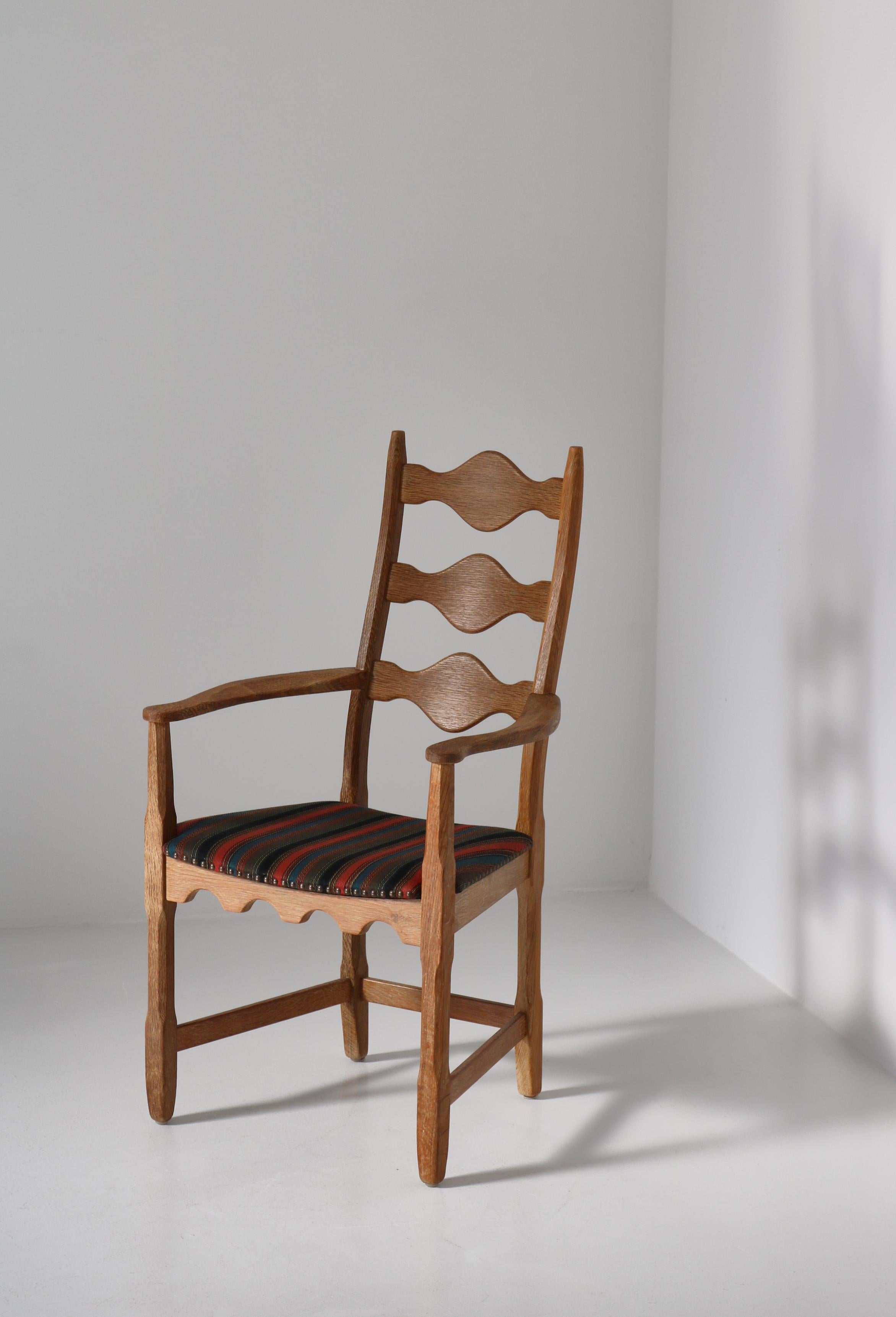 Scandinavian Modern 1960s Arm Chair in Oak & Wool Fabric by Henry Kjærnulff, Danish Modern For Sale