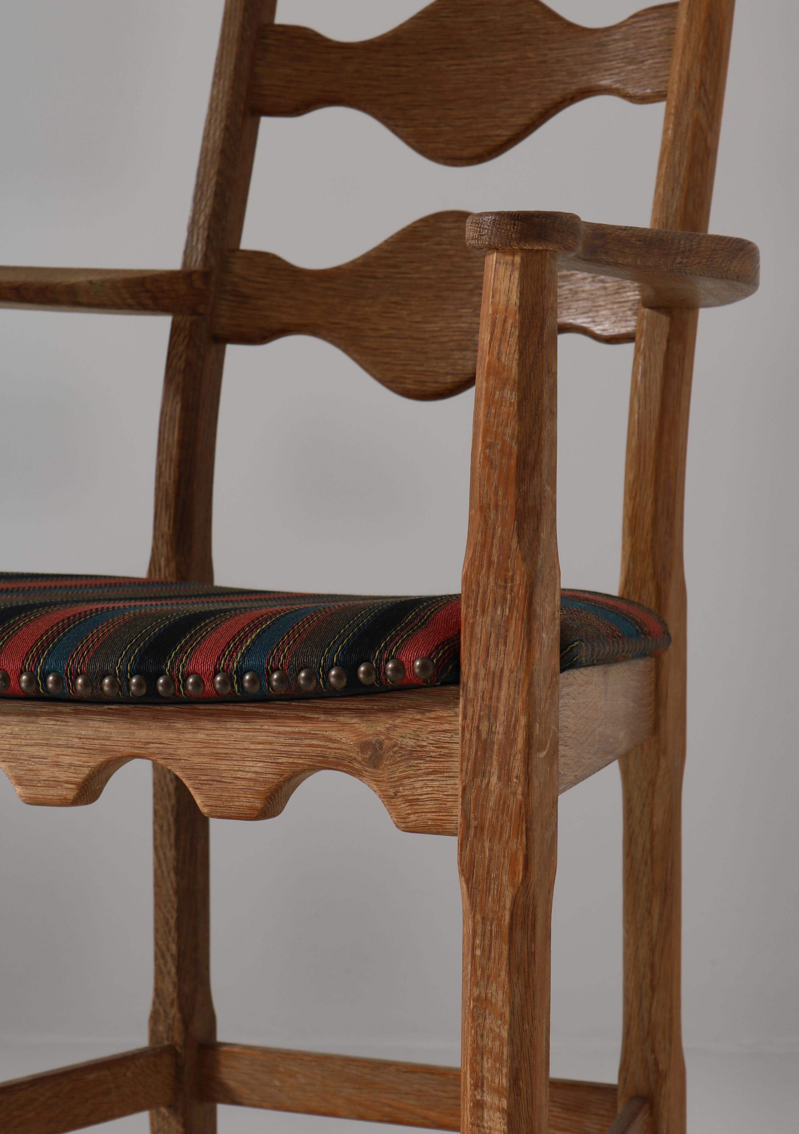 Mid-20th Century 1960s Arm Chair in Oak & Wool Fabric by Henry Kjærnulff, Danish Modern For Sale