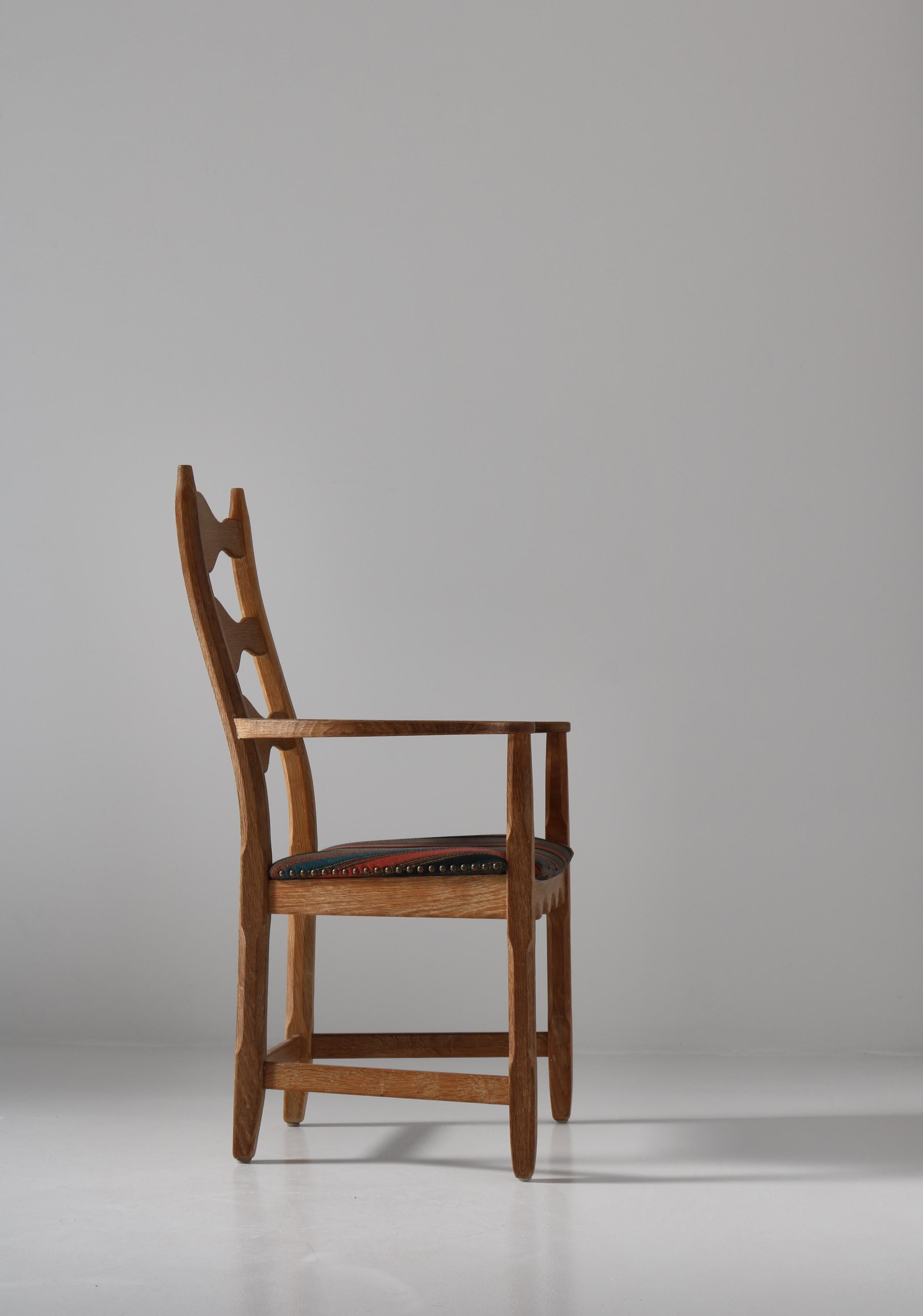1960s Arm Chair in Oak & Wool Fabric by Henry Kjærnulff, Danish Modern For Sale 2