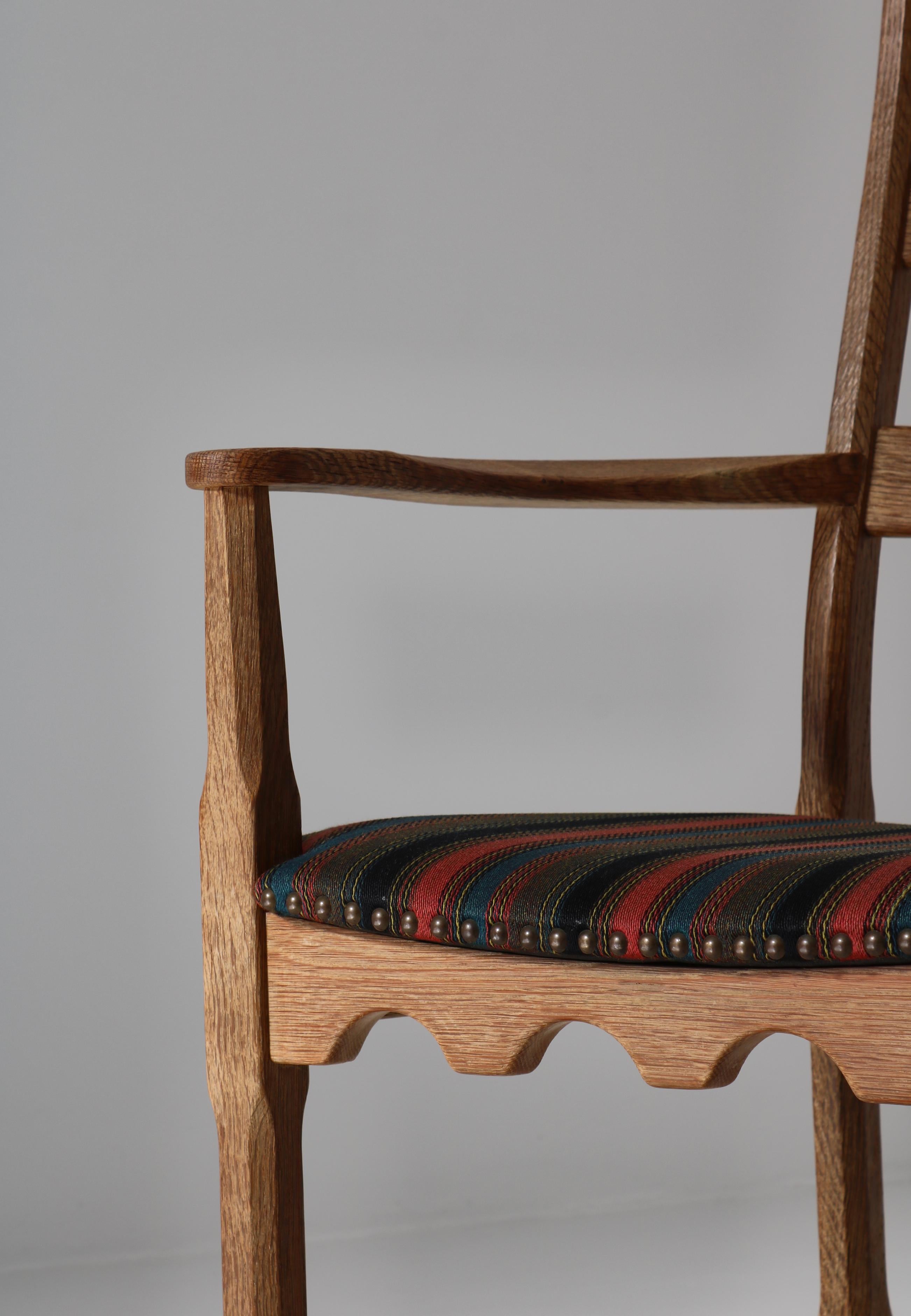 1960s Arm Chair in Oak & Wool Fabric by Henry Kjærnulff, Danish Modern For Sale 3