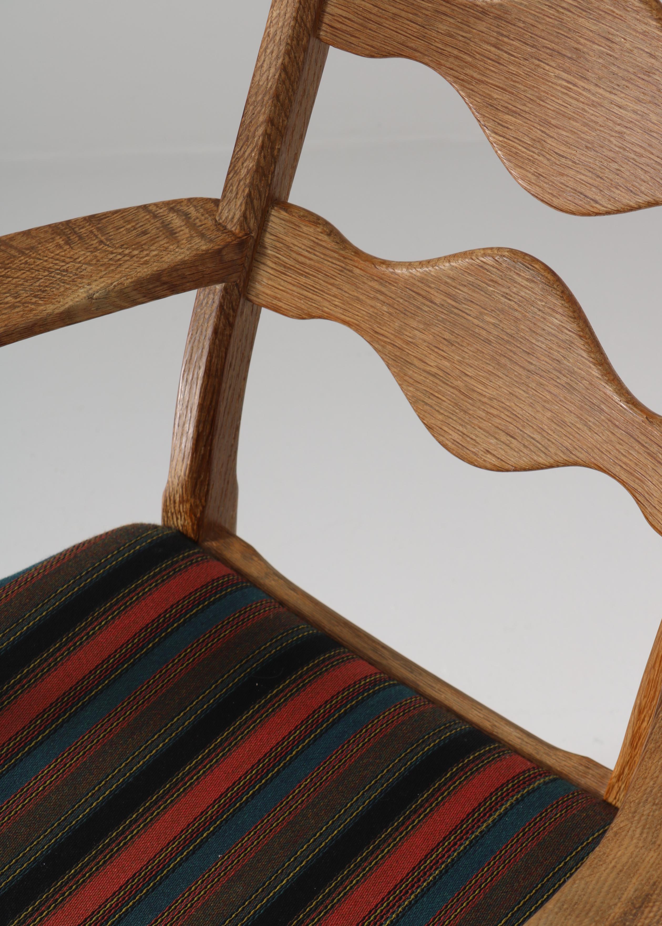 1960s Arm Chair in Oak & Wool Fabric by Henry Kjærnulff, Danish Modern For Sale 4