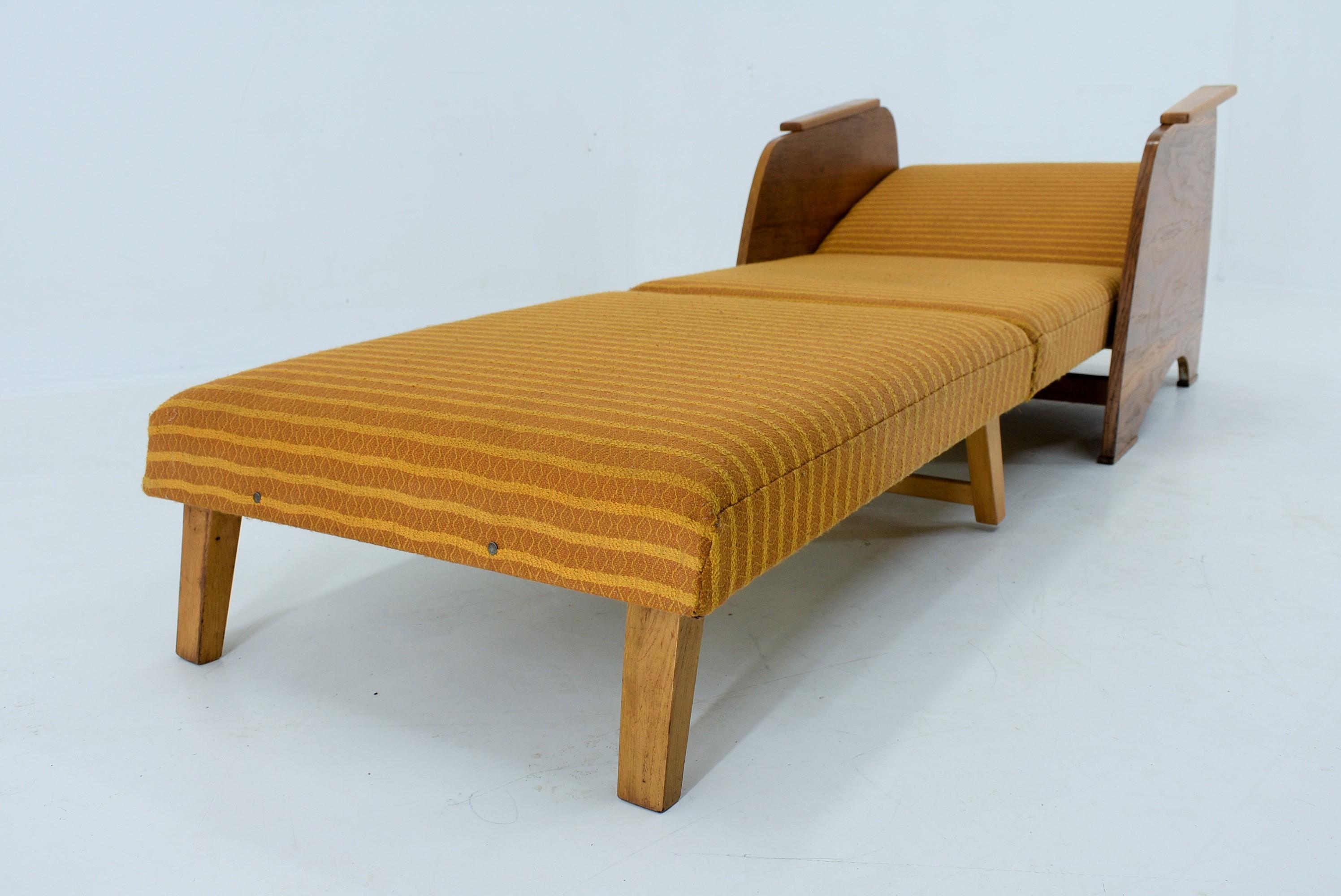 1960s Armchair Convertible to Daybed, Czechoslovakia For Sale 11