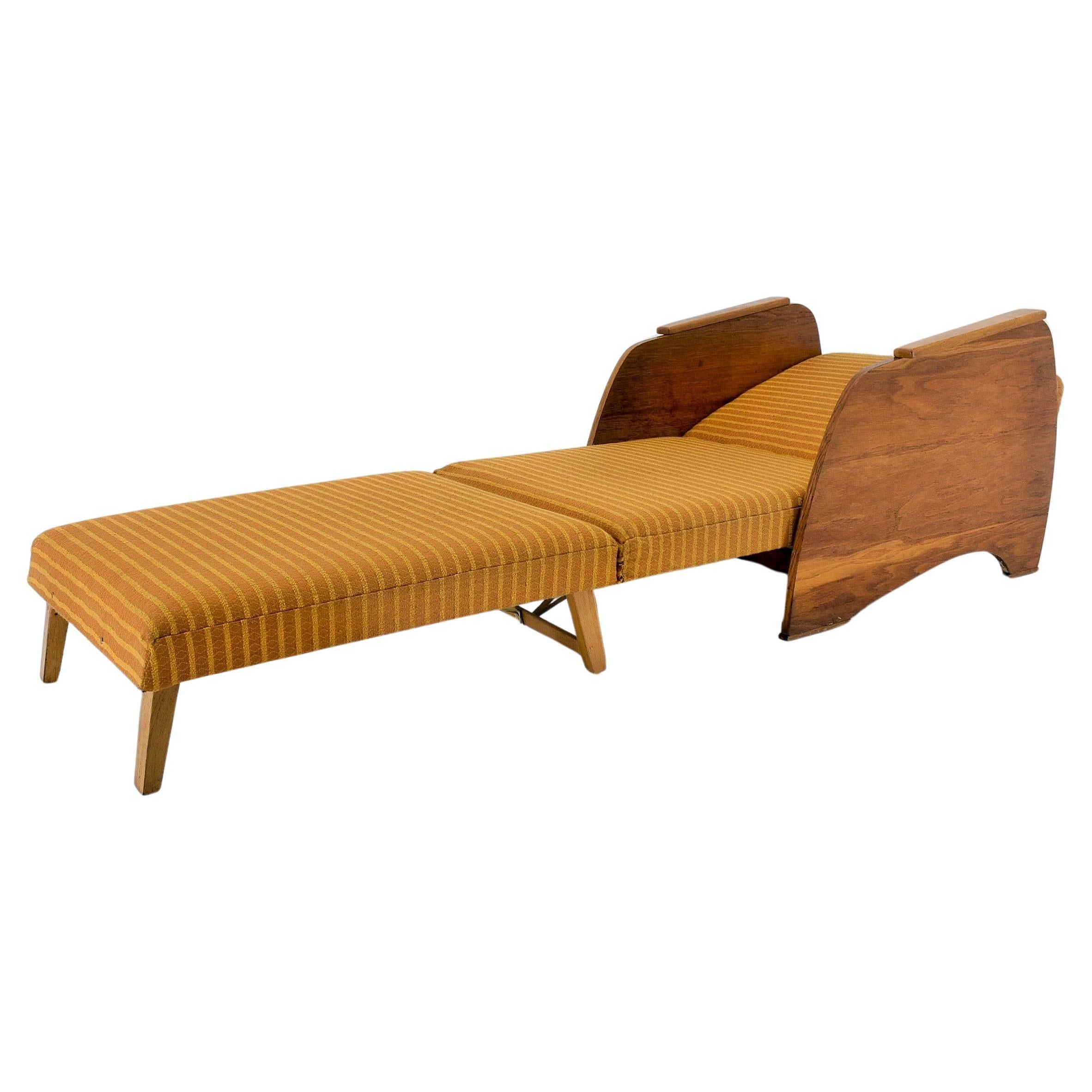 1960s Armchair Convertible to Daybed, Czechoslovakia For Sale