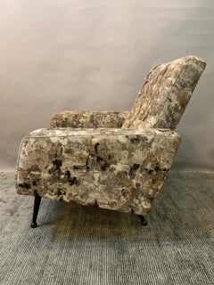 1960s Armchair Reupholstered in Abstract Grey, White & Black Washable Fabric