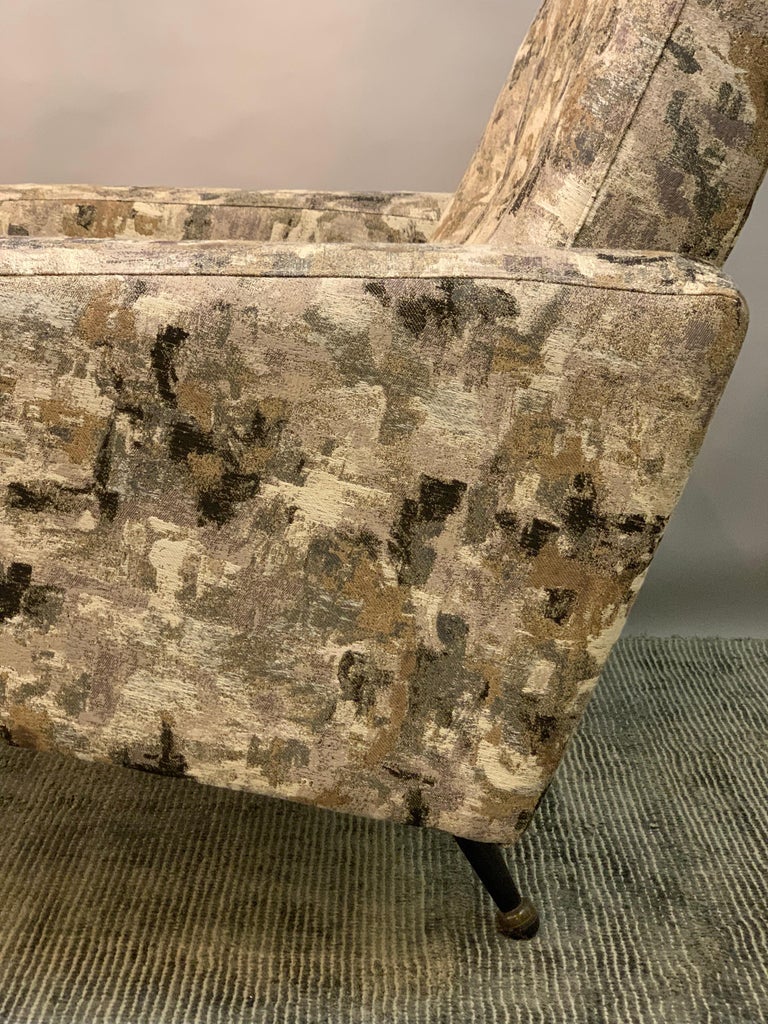 1960s Armchair Reupholstered In Abstract Grey White And Black