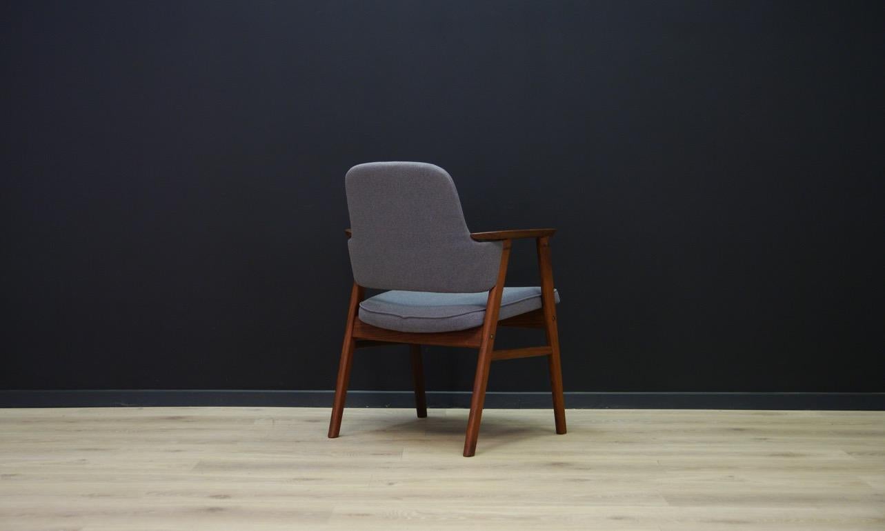 Fabric 1960s Armchair Teak Vintage Danish Design Gray Vintage For Sale