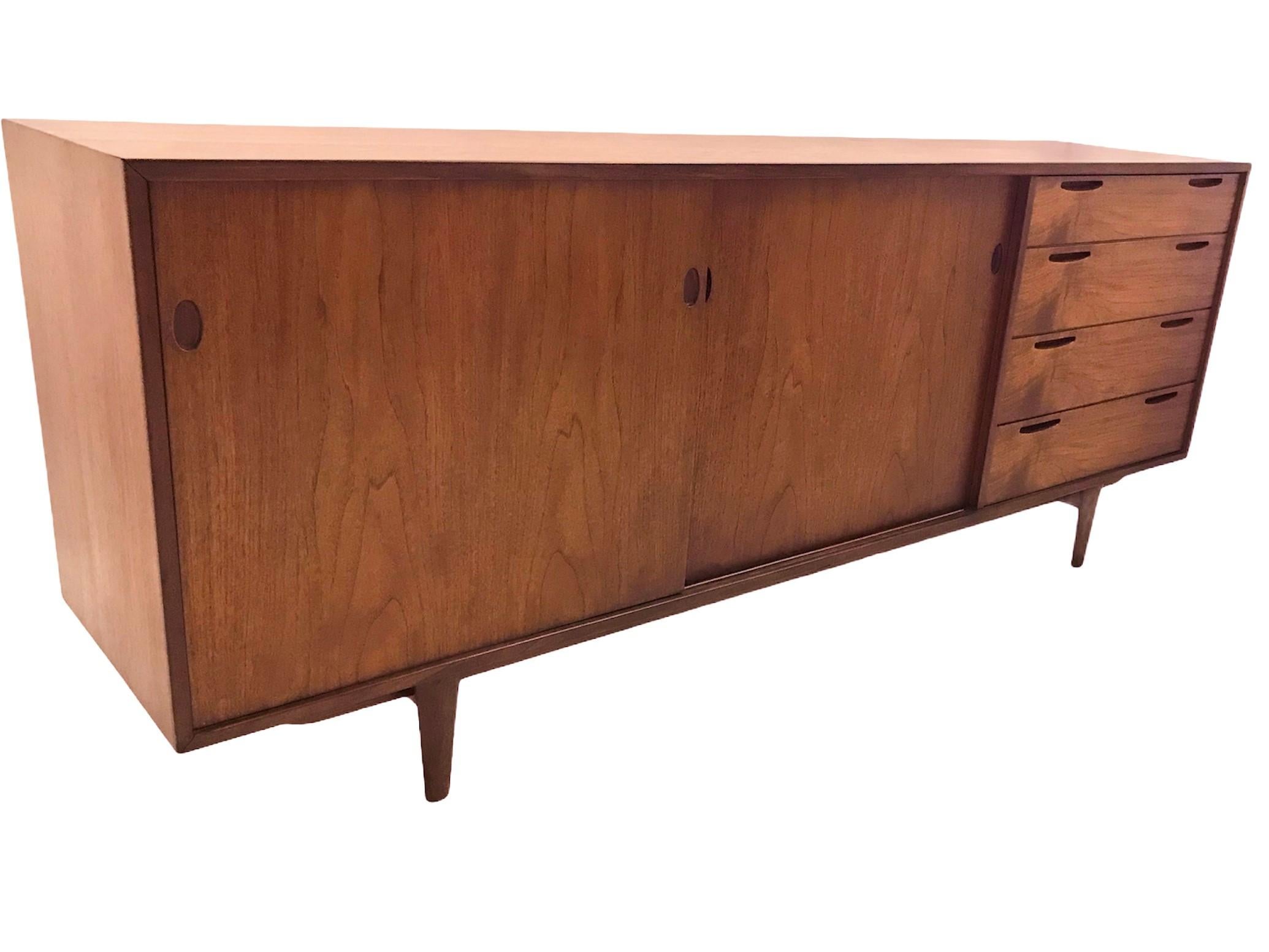 Scandinavian Modern 1960s Arne Hovmand Olsen Fine Teak Credenza for Selig Denmark