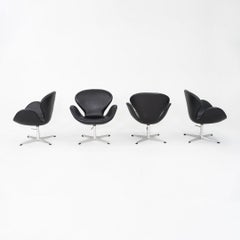 1960s Arne Jacobsen for Fritz Hansen Swan Chair in Black Leather 4x Available
