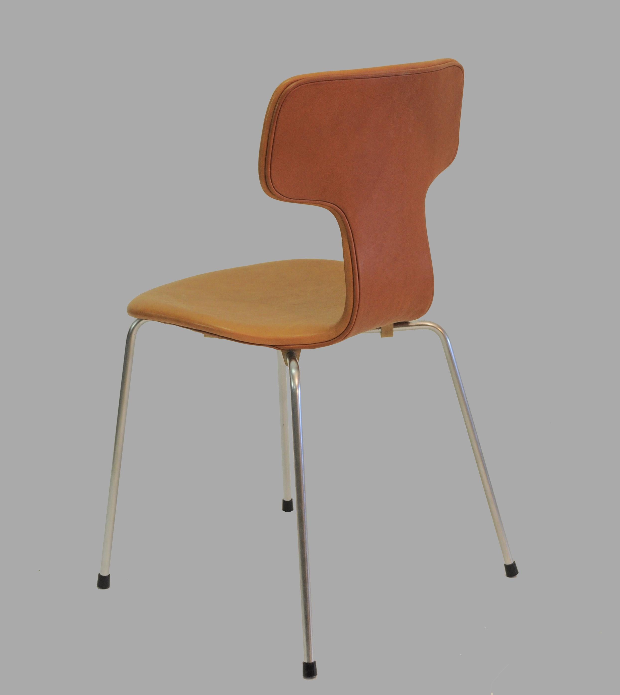 Scandinavian Modern 1960s Arne Jacobsen Set of Eight Reupholstered T Chairs or Hammer Chairs  For Sale