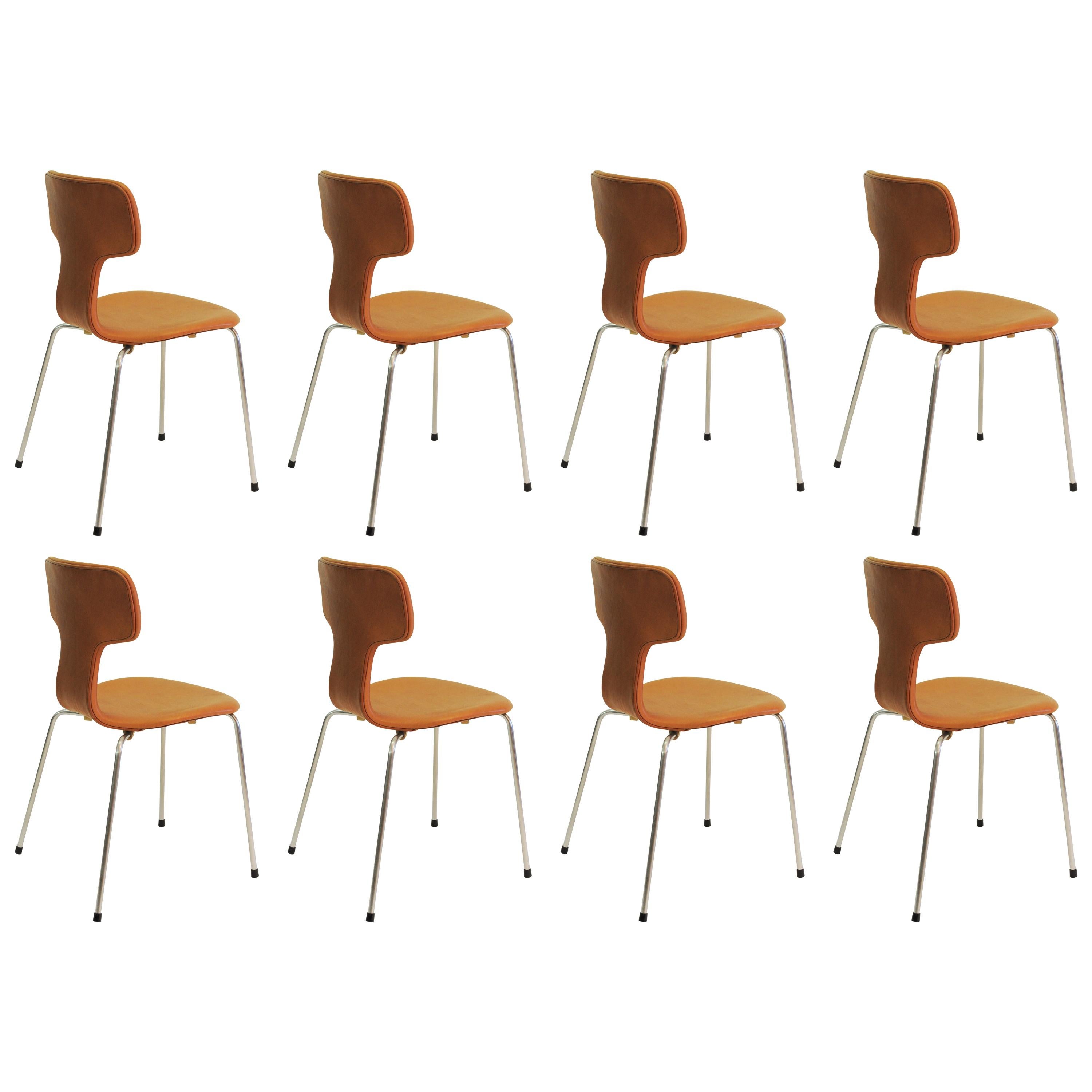 1960s Arne Jacobsen Set of Eight Reupholstered T Chairs or Hammer Chairs 