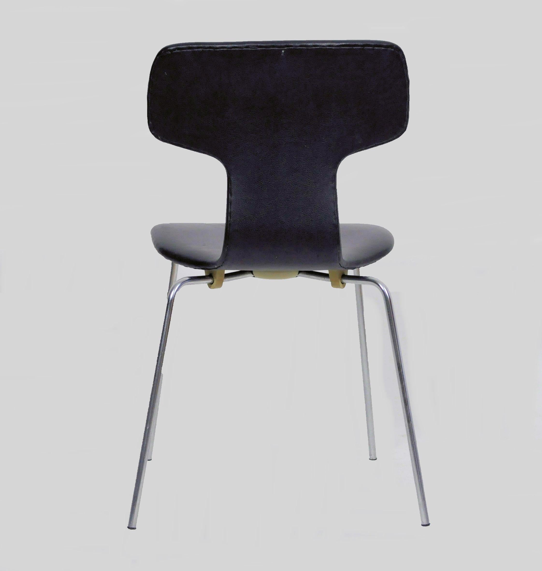 Mid-20th Century 1960s Arne Jacobsen Set of Six T Chairs or Hammer Chairs by Fritz Hansen For Sale