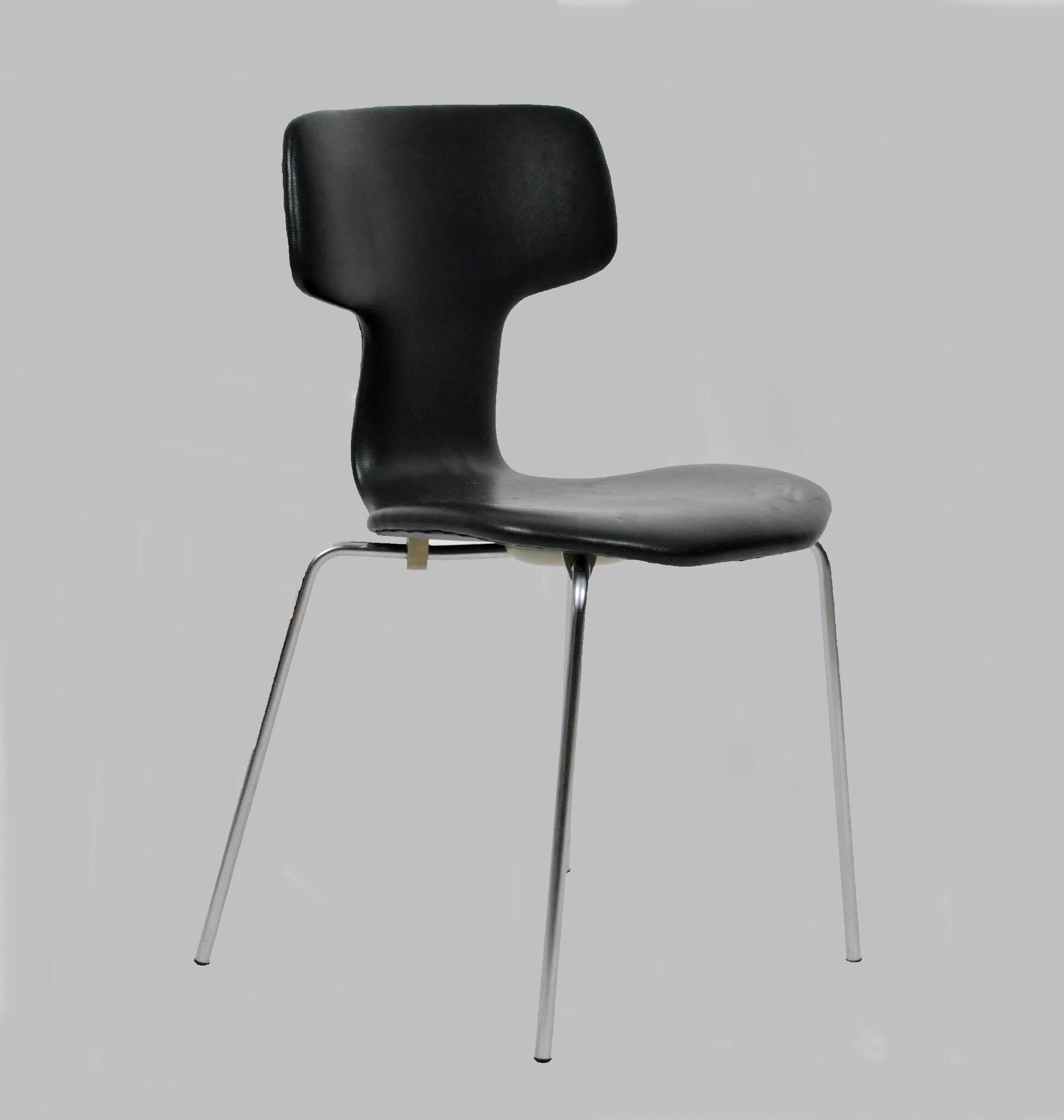 1960er Jahre Arne Jacobsen Satz von sechs T-Stühlen oder Hammerstühlen von Fritz Hansen im Angebot 2