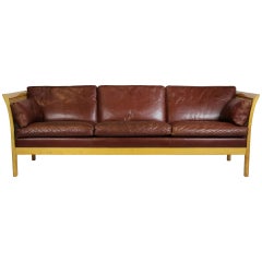 1960s, Arne Norell Leather Sofa, Sweden