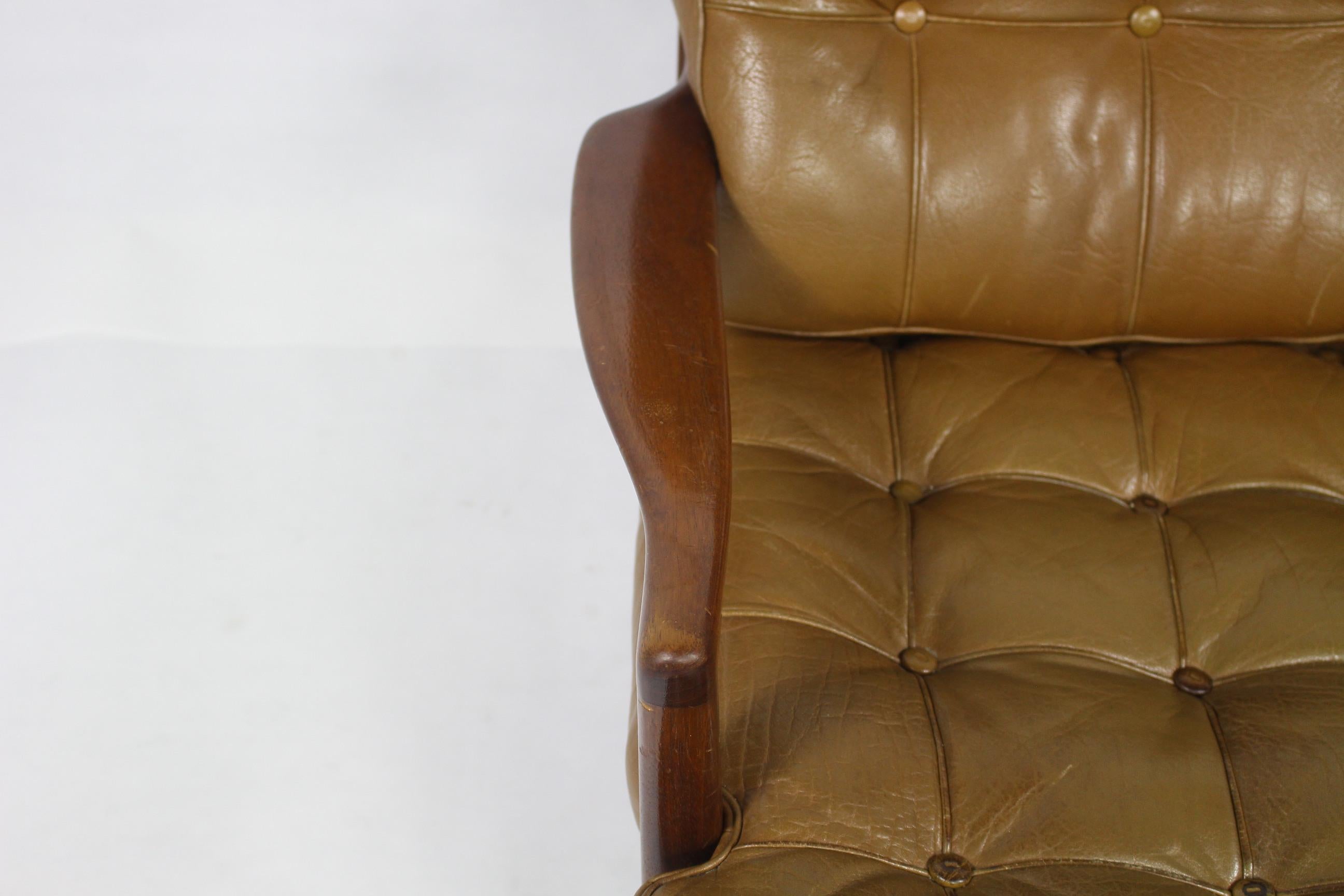 Leather 1960s Arne Norell Lounge Chair, Sweden