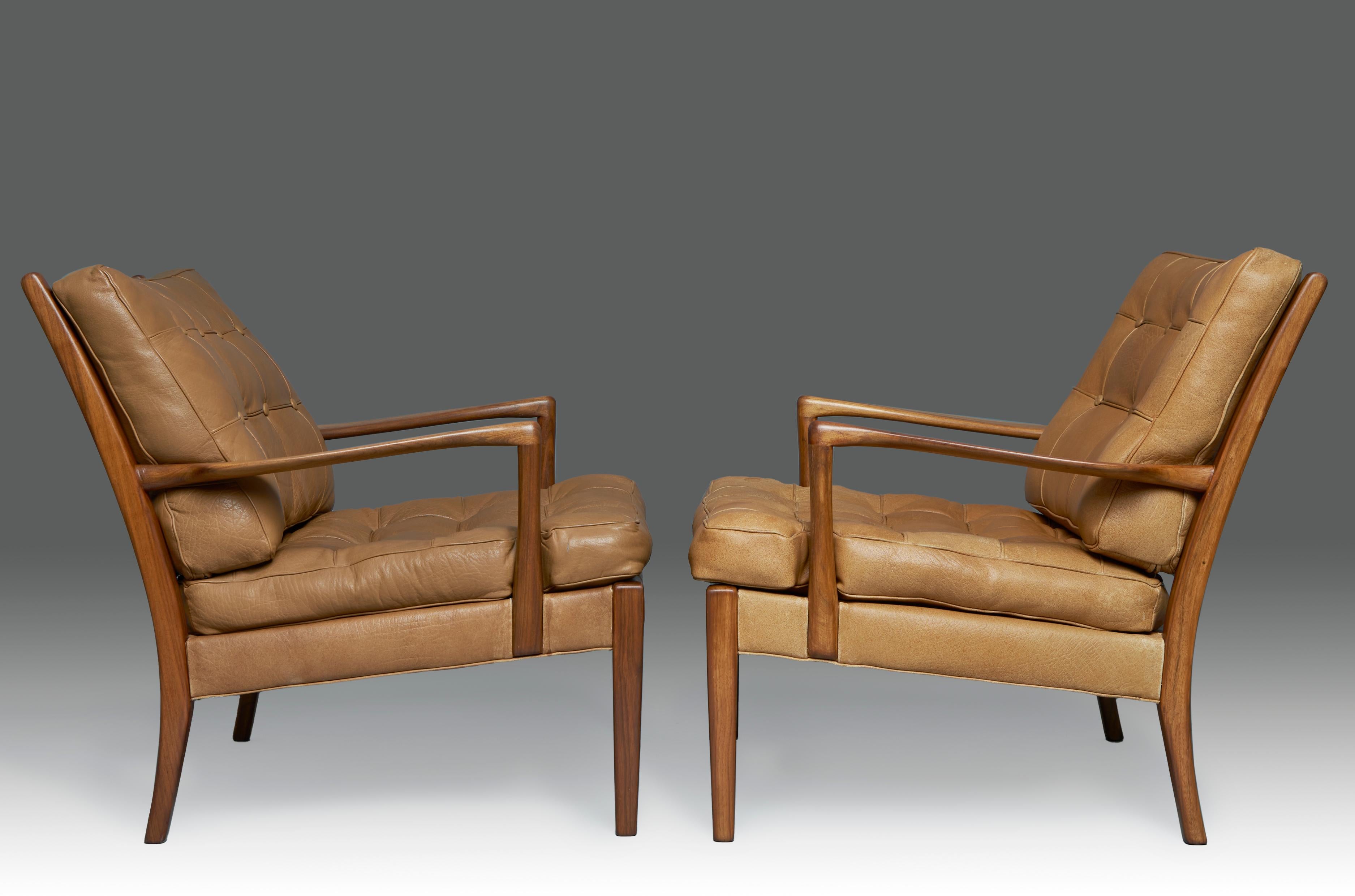 Mid-Century Modern 1960s, Arne Norell 'Löven'' Armchairs in Walnut and Leather