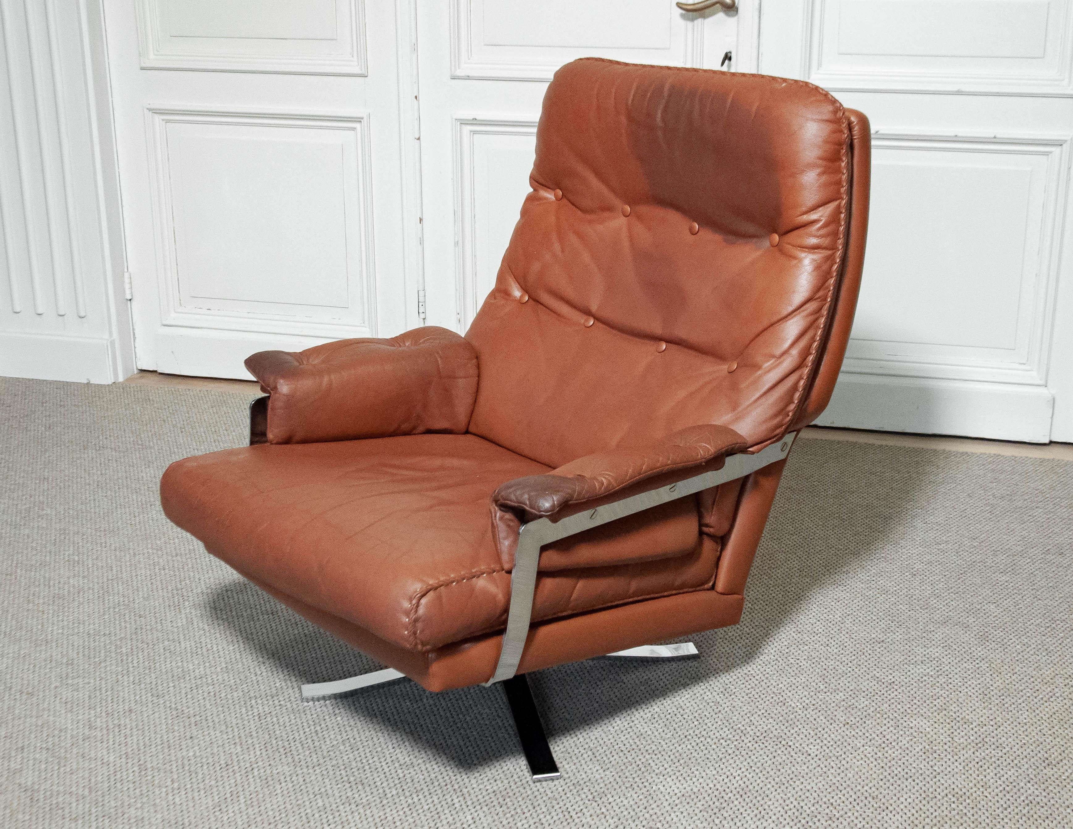 1960s Arne Norell Swivel Lounge Chair for Vatne, Norway For Sale 2